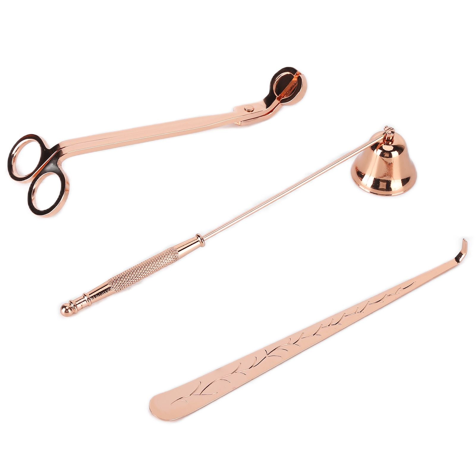 3PCS Candle Accessory Set Candle Wick Trimmer Cutter Snuffer Extinguisher Wick Dipper Gift SuppliesRose Gold