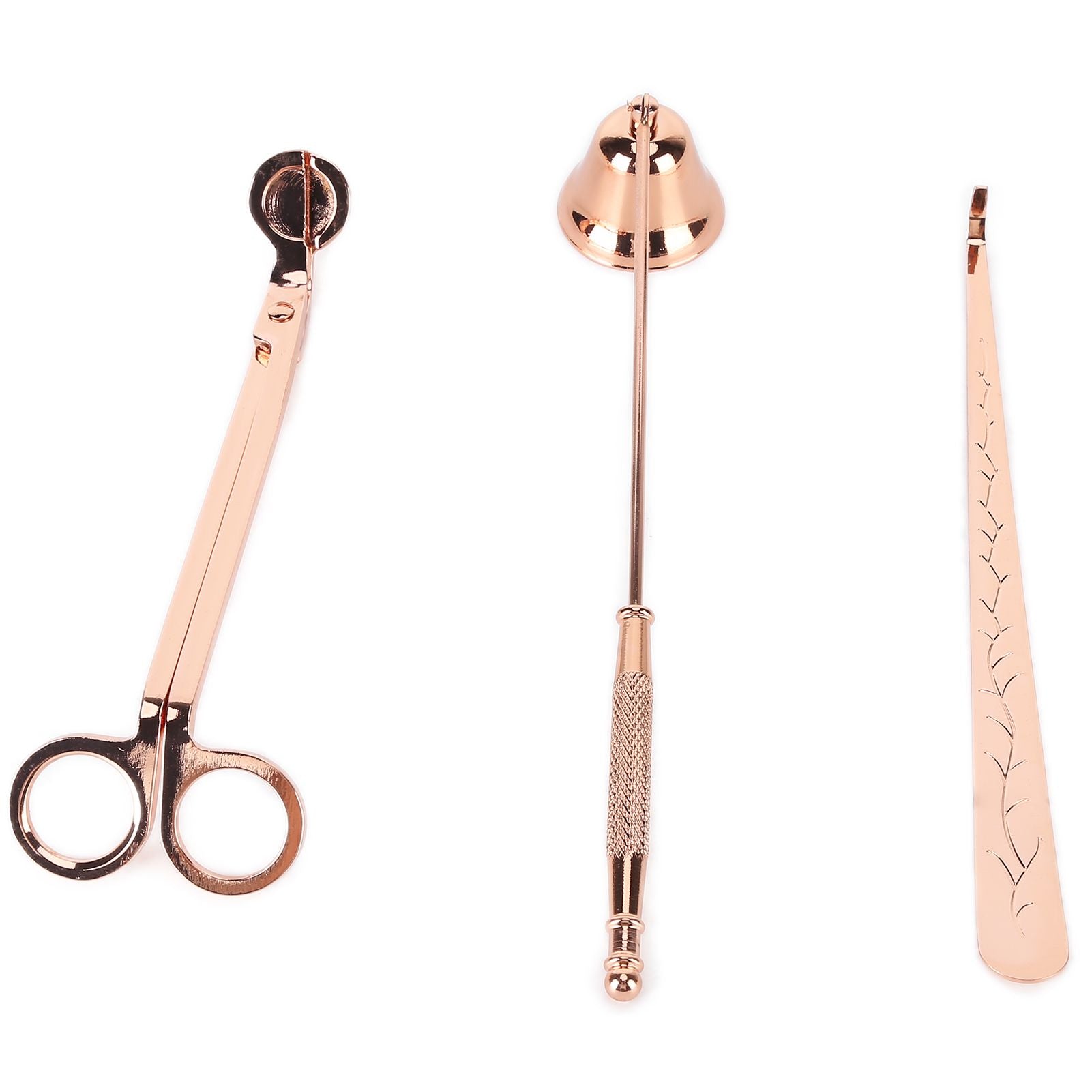 3PCS Candle Accessory Set Candle Wick Trimmer Cutter Snuffer Extinguisher Wick Dipper Gift SuppliesRose Gold