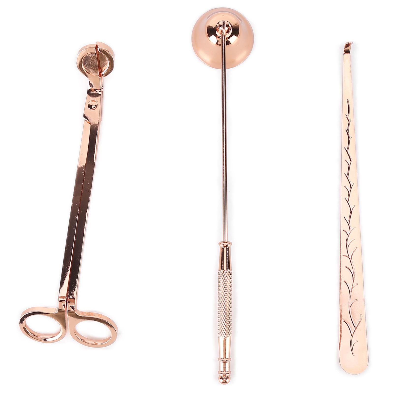 3PCS Candle Accessory Set Candle Wick Trimmer Cutter Snuffer Extinguisher Wick Dipper Gift SuppliesRose Gold