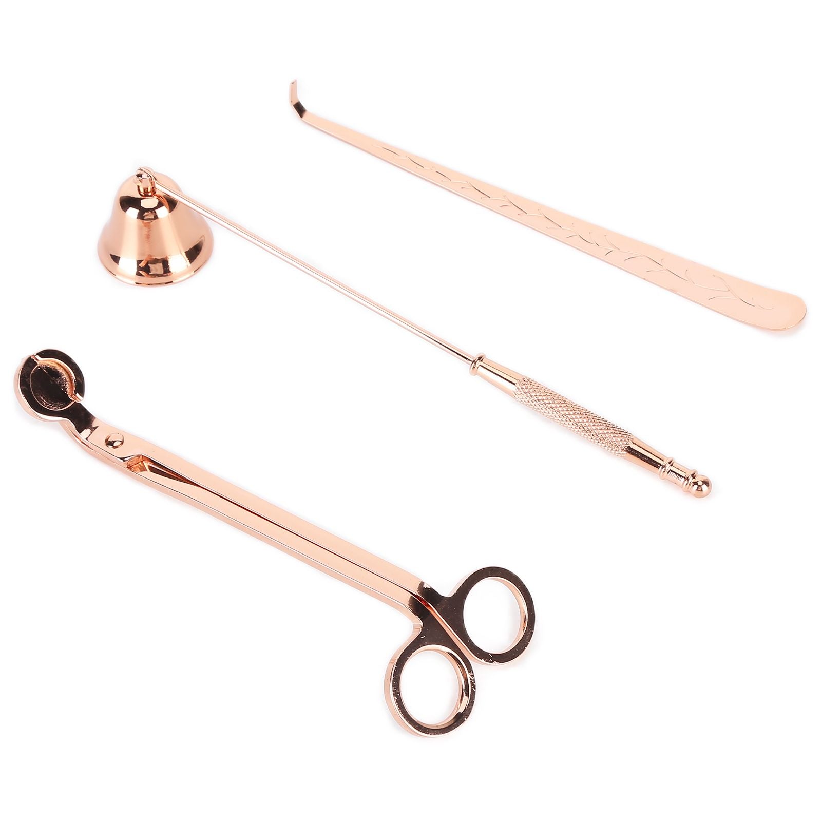 3PCS Candle Accessory Set Candle Wick Trimmer Cutter Snuffer Extinguisher Wick Dipper Gift SuppliesRose Gold
