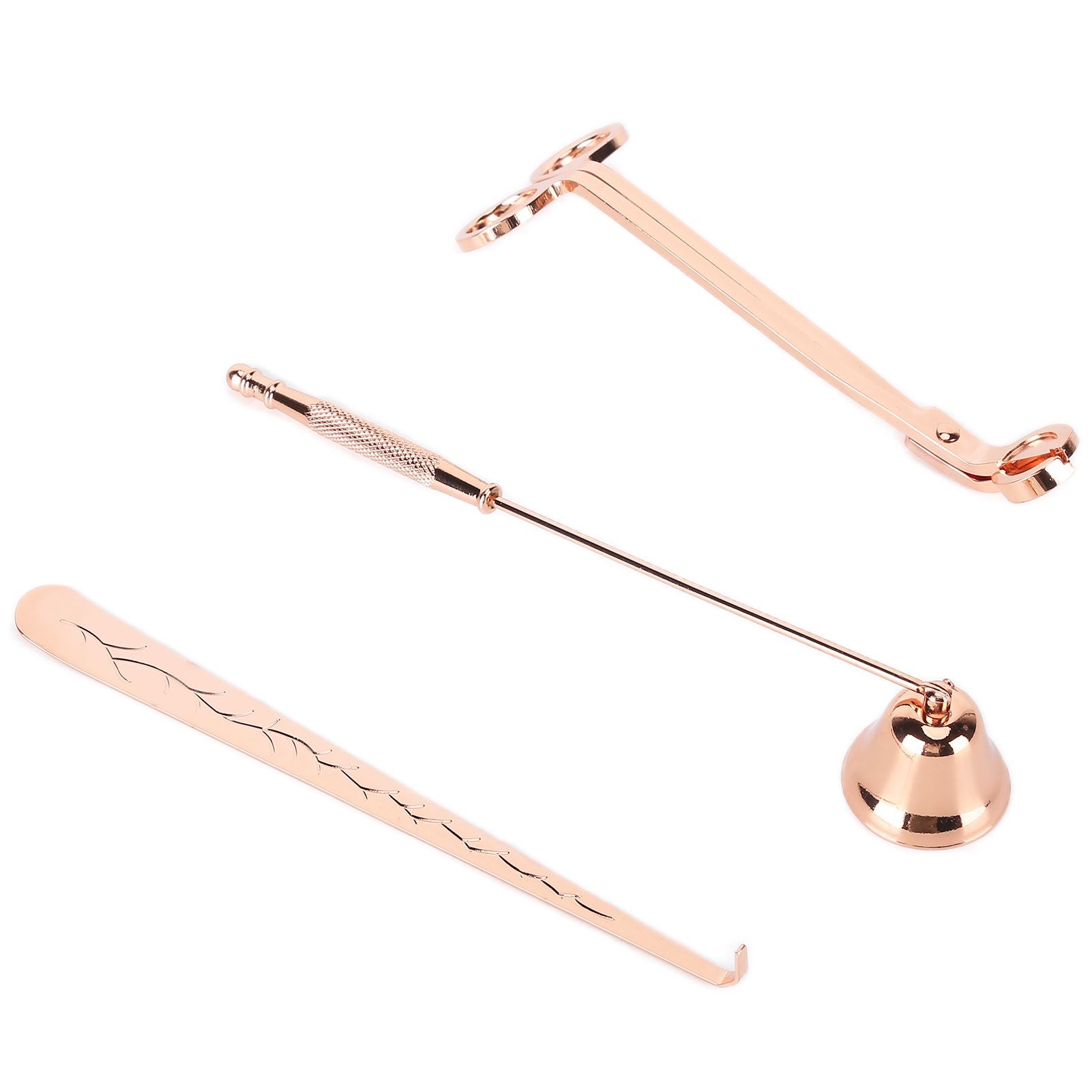 3PCS Candle Accessory Set Candle Wick Trimmer Cutter Snuffer Extinguisher Wick Dipper Gift SuppliesRose Gold