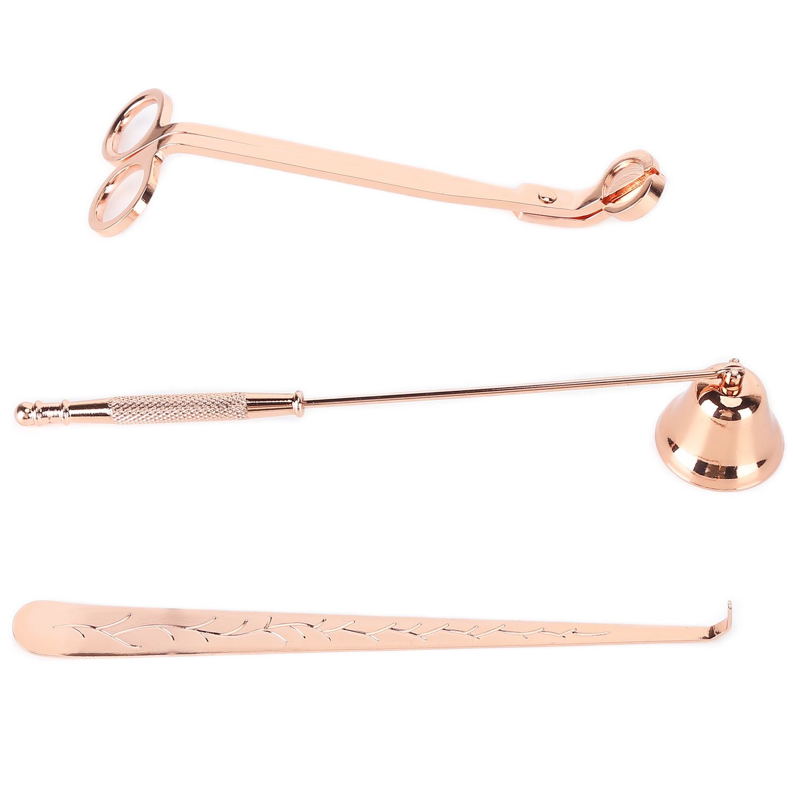 3PCS Candle Accessory Set Candle Wick Trimmer Cutter Snuffer Extinguisher Wick Dipper Gift SuppliesRose Gold