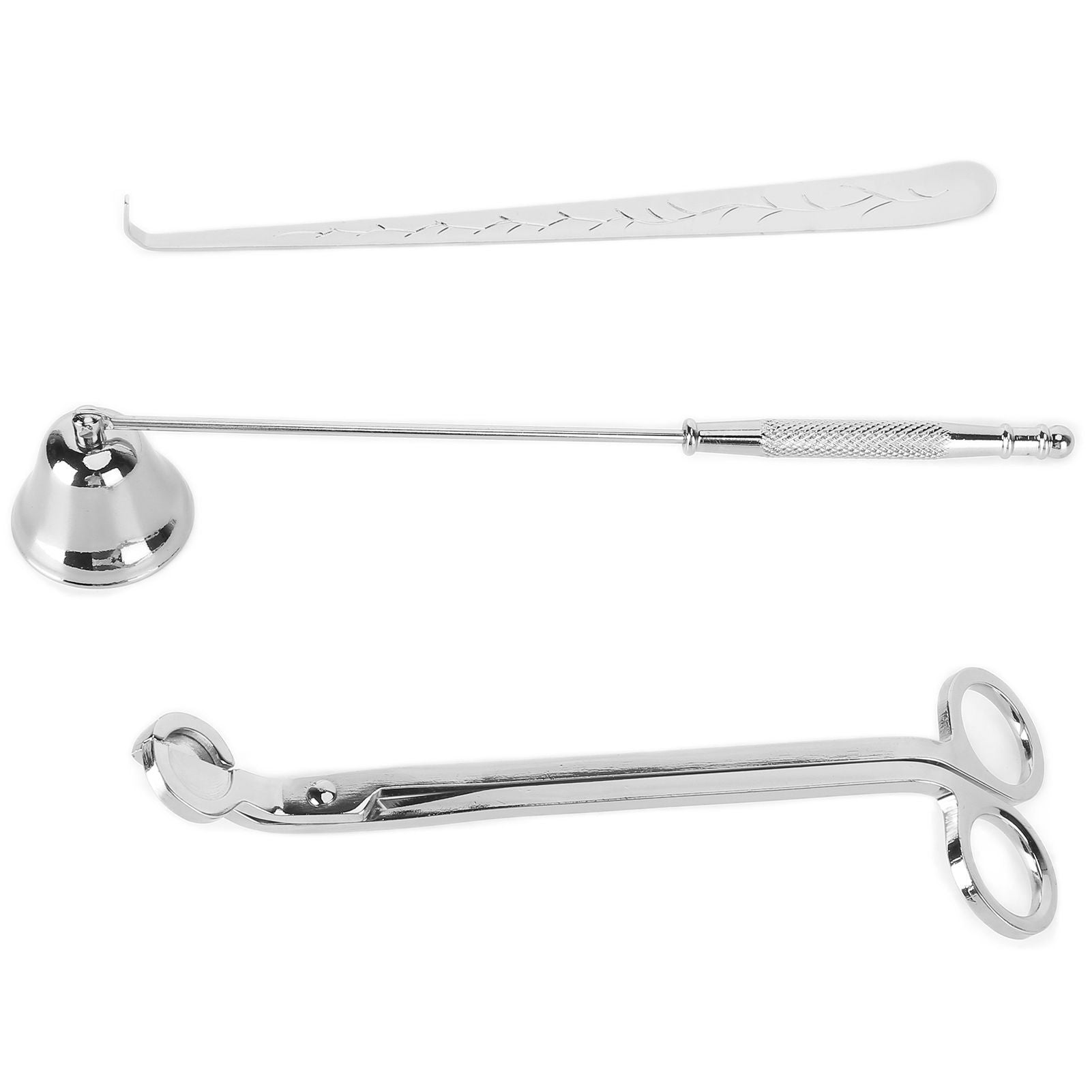 3PCS Candle Accessory Set Candle Wick Trimmer Cutter Snuffer Extinguisher Wick Dipper Gift SuppliesSilver