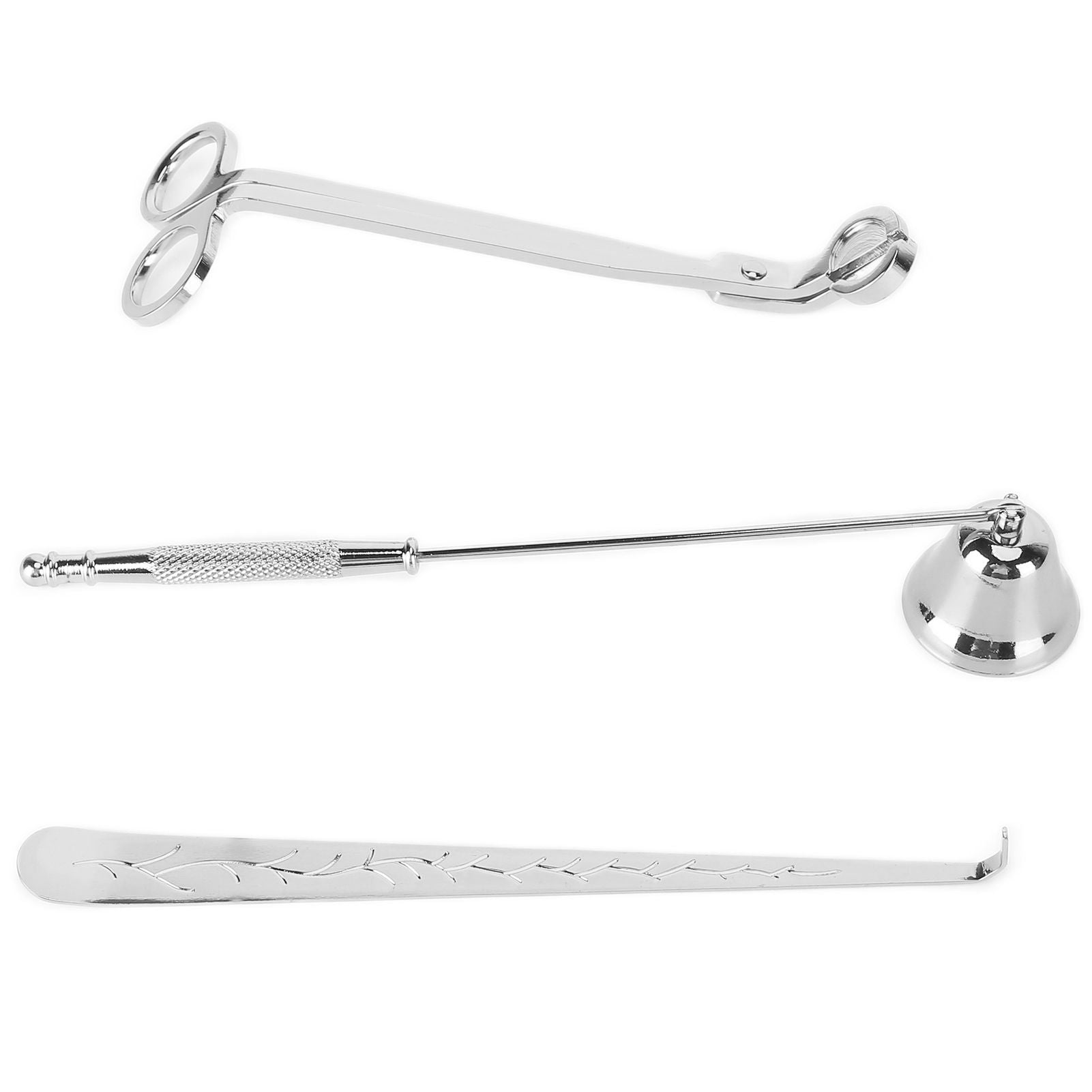 3PCS Candle Accessory Set Candle Wick Trimmer Cutter Snuffer Extinguisher Wick Dipper Gift SuppliesSilver