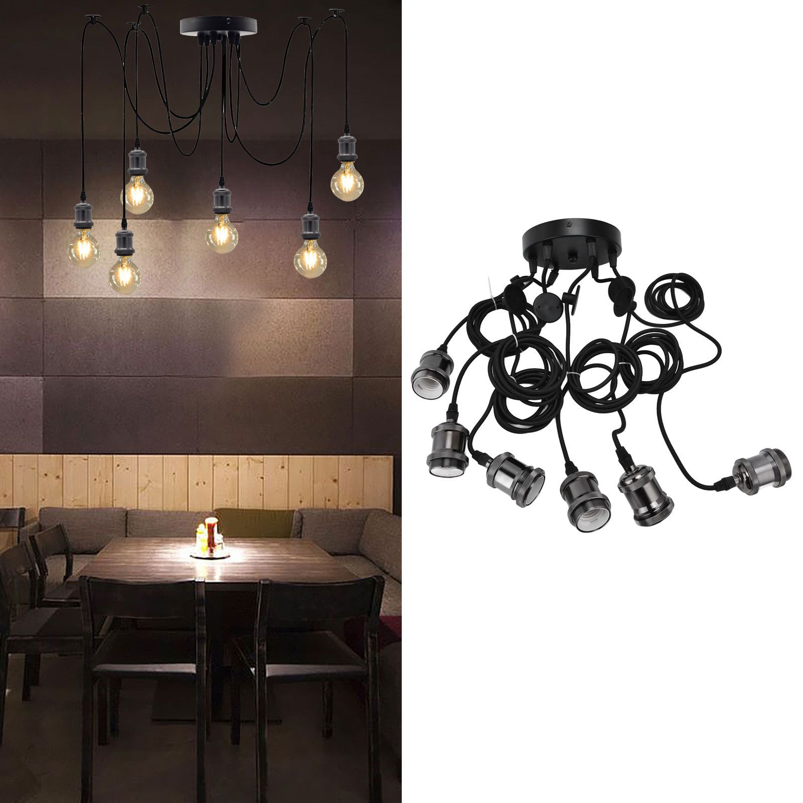 6 Arms Ajustable DIY Ceiling Spider Lamp Holder Retro Beautifully Classic Spider Pendent Lamps Holder