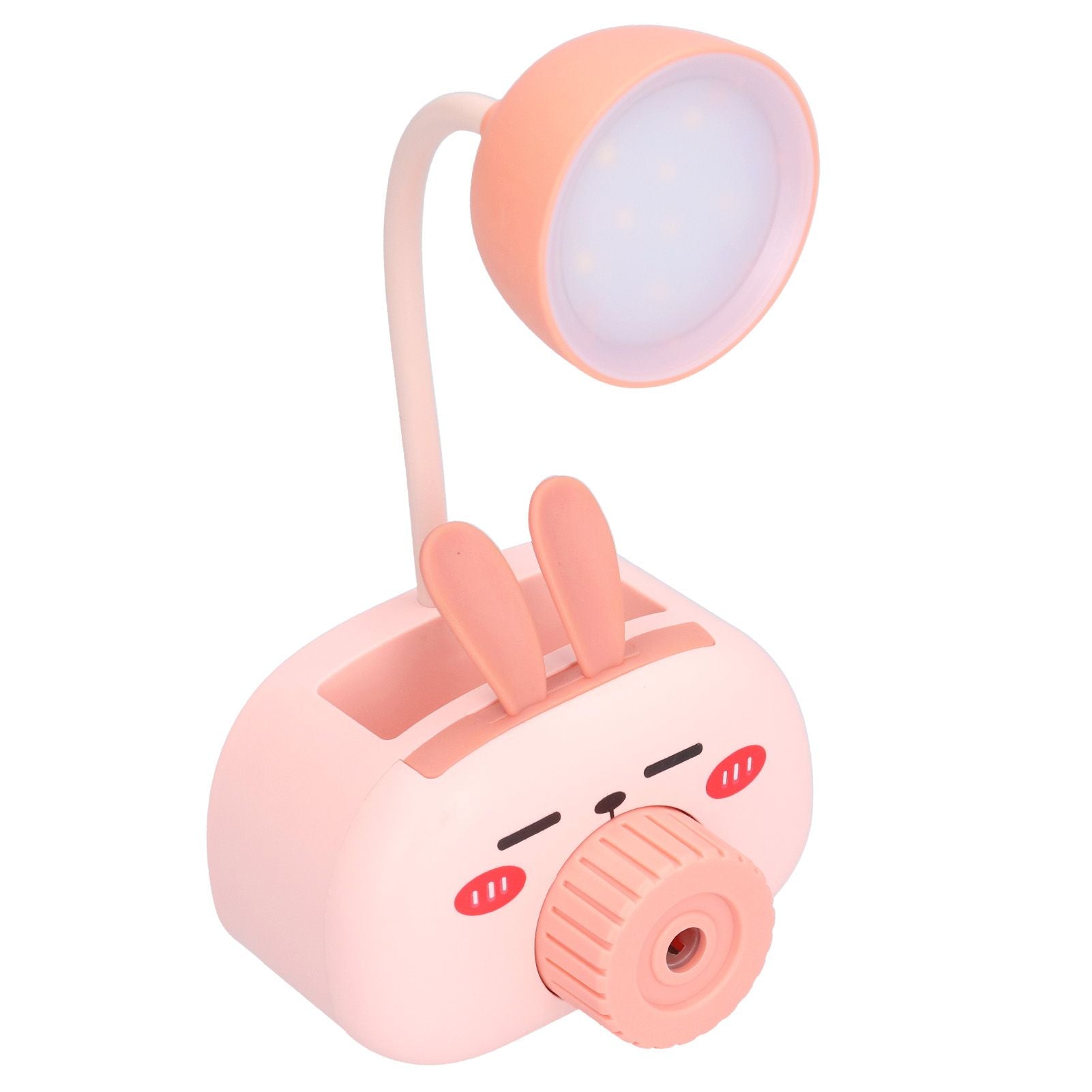 LED Folding Desk Lamp Cartoon Animal Multifunction Table Lamp Pen Holder Pencil Sharpener for Home OfficePink