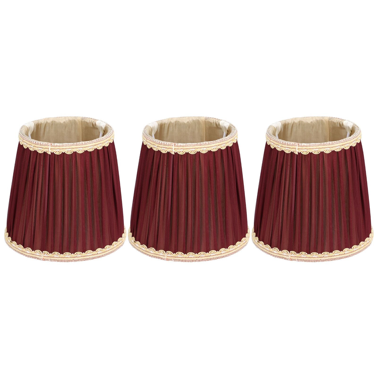 3pcs E14 Fabric Lamp Shade Wine Red Modern Clip On Lampshade for Home Wall Candle Table Lamps