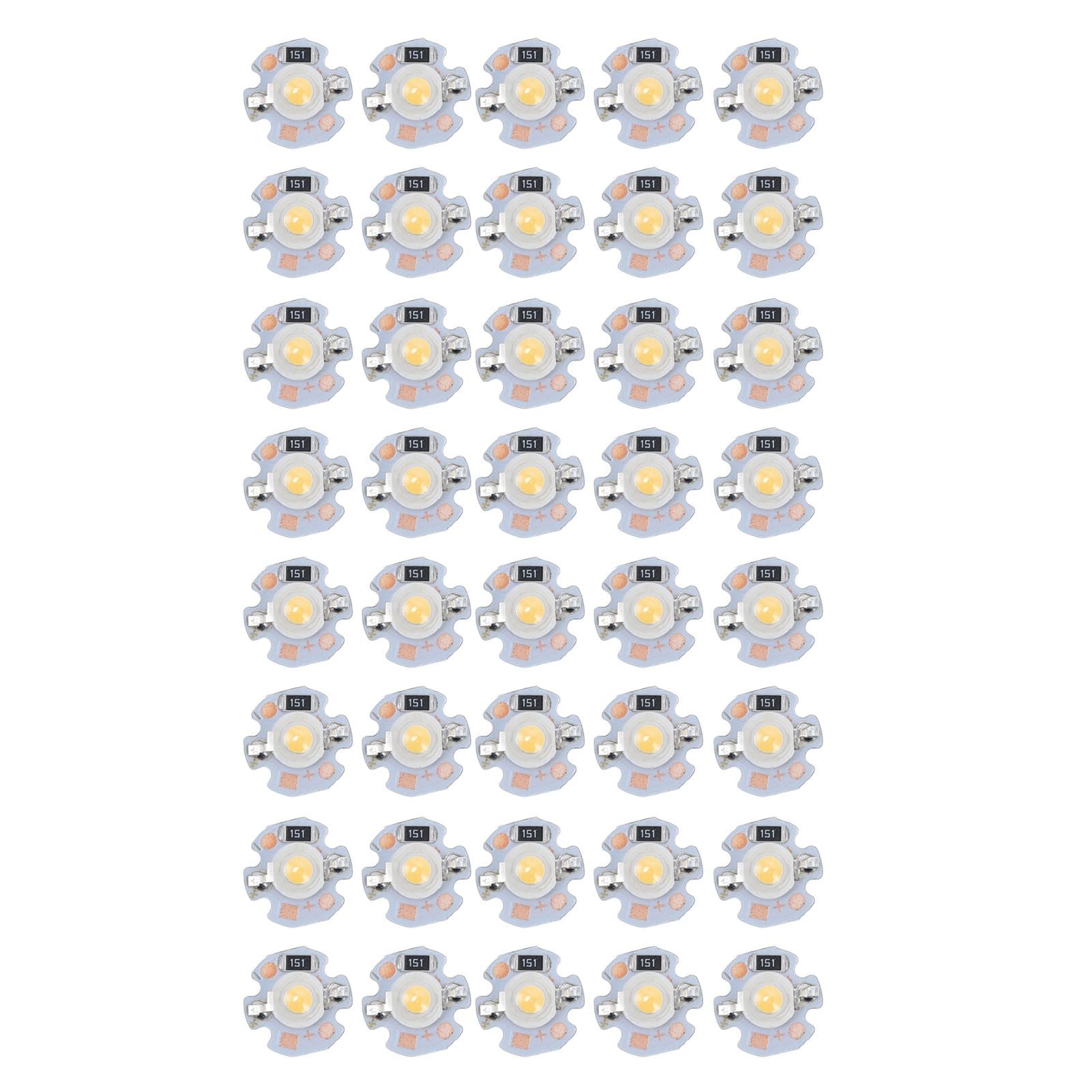 40pcs LED Chip Bulb 1W 24V 16mm/0.6in Aluminum Base Low Power Consumption Lamp Beads for Flashlights HeadlightsWarm Light