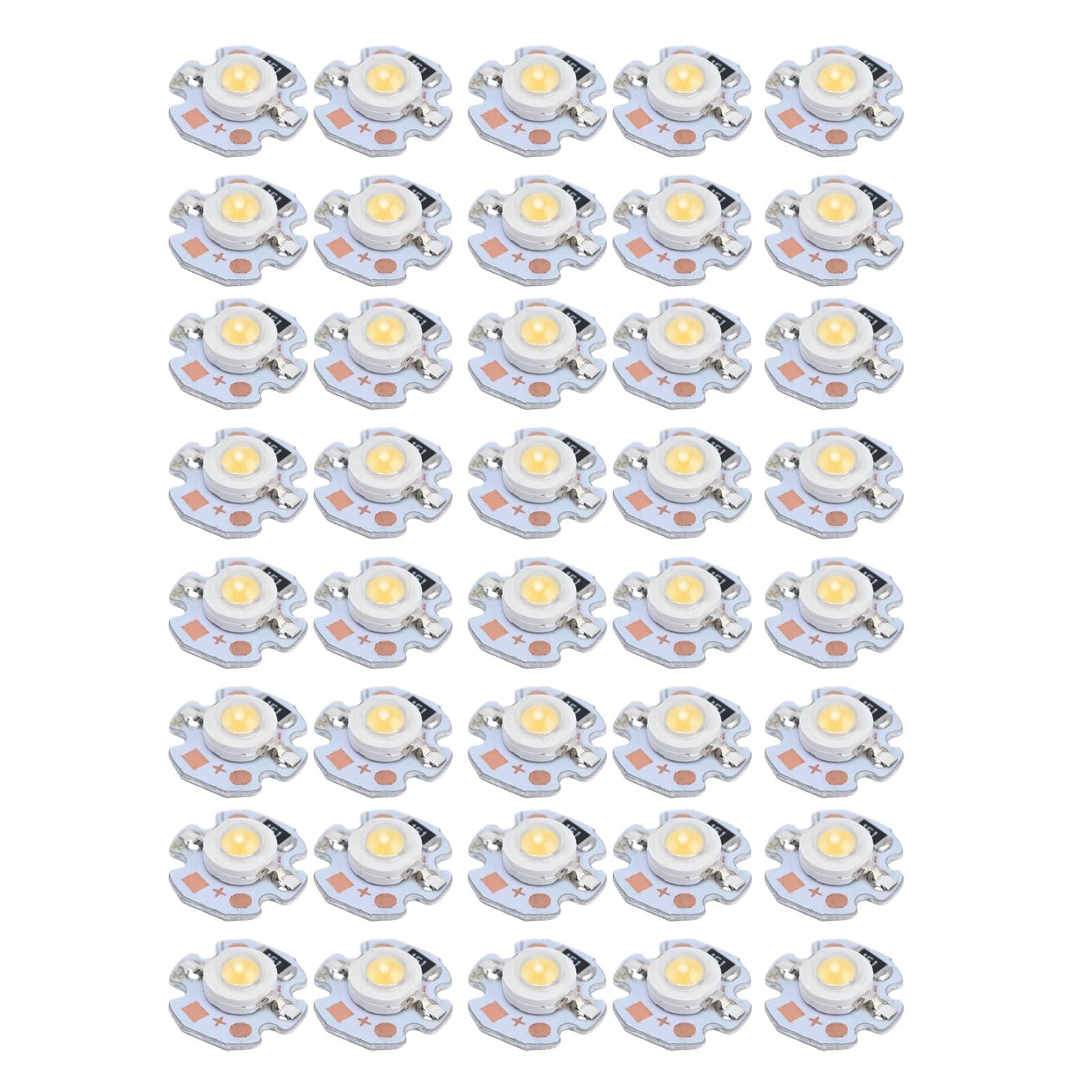40pcs LED Chip Bulb 1W 24V 16mm/0.6in Aluminum Base Low Power Consumption Lamp Beads for Flashlights HeadlightsWarm Light