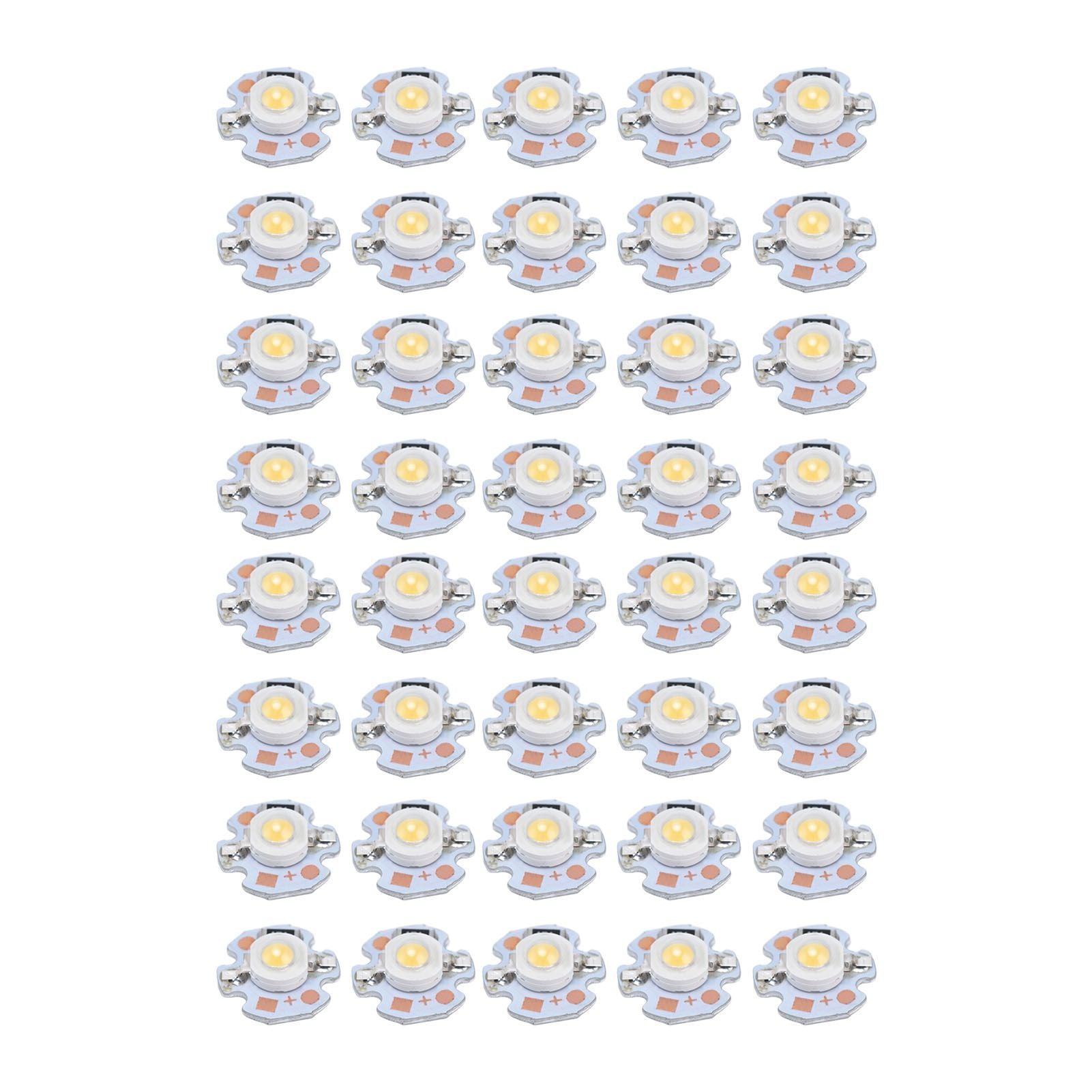 40pcs LED Chip Bulb 1W 24V 16mm/0.6in Aluminum Base Low Power Consumption Lamp Beads for Flashlights HeadlightsWarm Light