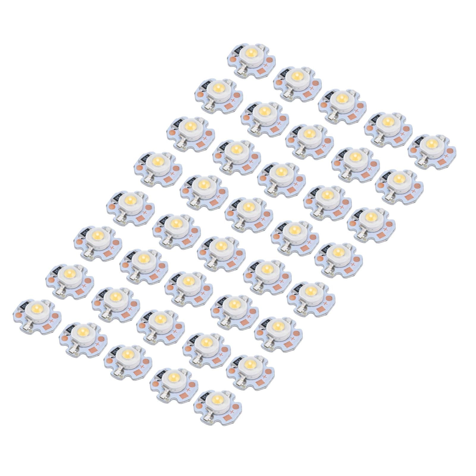 40pcs LED Chip Bulb 1W 24V 16mm/0.6in Aluminum Base Low Power Consumption Lamp Beads for Flashlights HeadlightsWarm Light