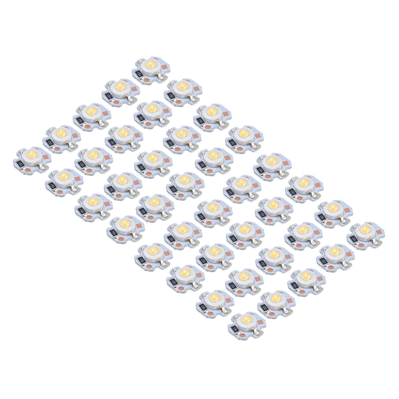 40pcs LED Chip Bulb 1W 24V 16mm/0.6in Aluminum Base Low Power Consumption Lamp Beads for Flashlights HeadlightsWarm Light