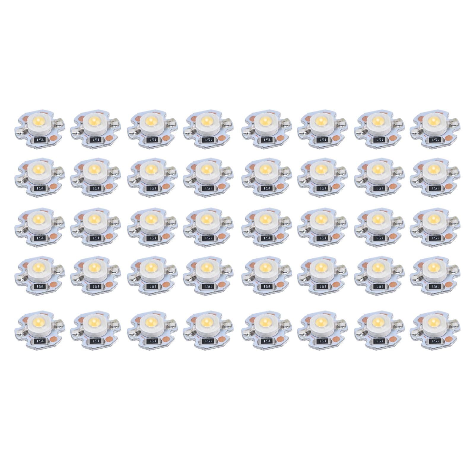 40pcs LED Chip Bulb 1W 24V 16mm/0.6in Aluminum Base Low Power Consumption Lamp Beads for Flashlights HeadlightsWarm Light