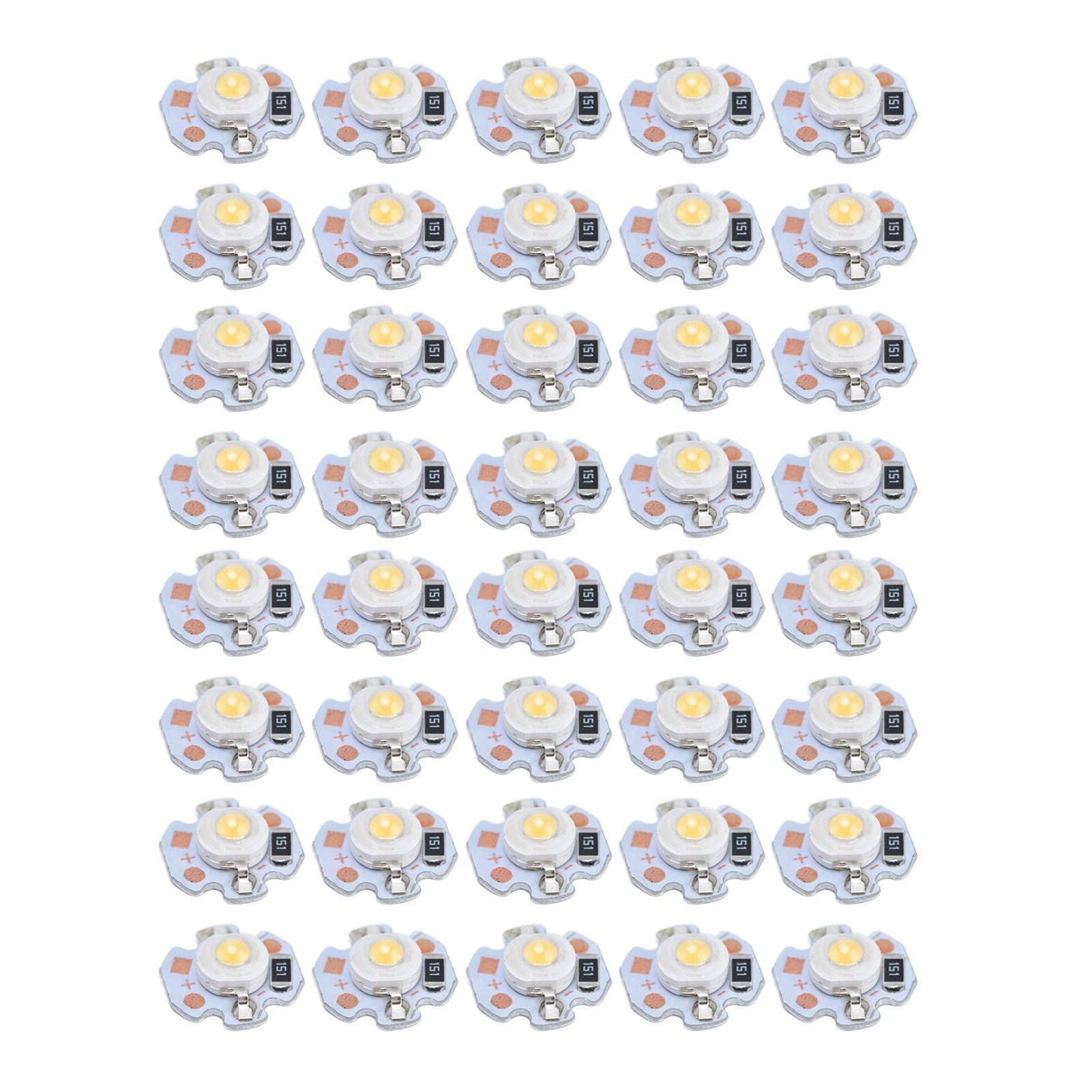 40pcs LED Chip Bulb 1W 24V 16mm/0.6in Aluminum Base Low Power Consumption Lamp Beads for Flashlights HeadlightsWarm Light
