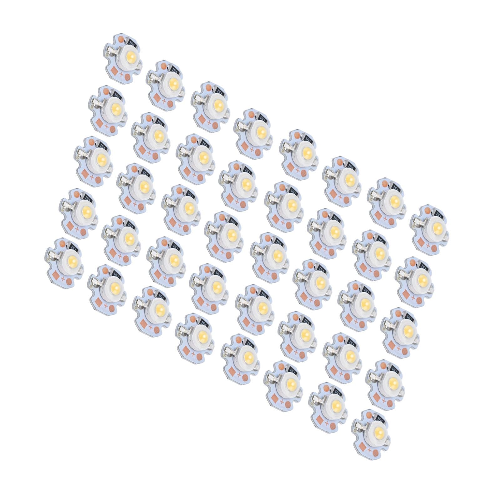 40pcs LED Chip Bulb 1W 24V 16mm/0.6in Aluminum Base Low Power Consumption Lamp Beads for Flashlights HeadlightsWarm Light