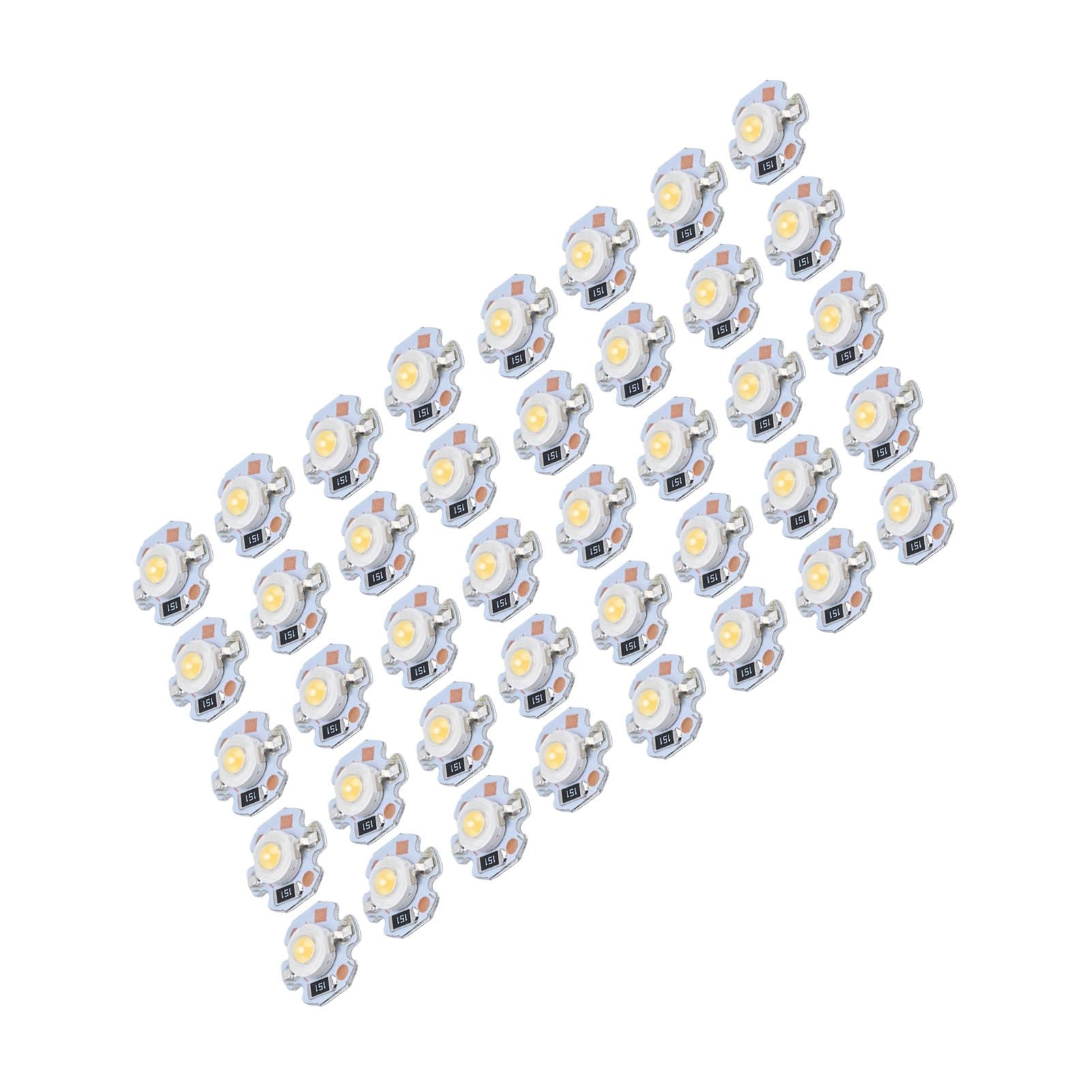 40pcs LED Chip Bulb 1W 24V 16mm/0.6in Aluminum Base Low Power Consumption Lamp Beads for Flashlights HeadlightsWarm Light