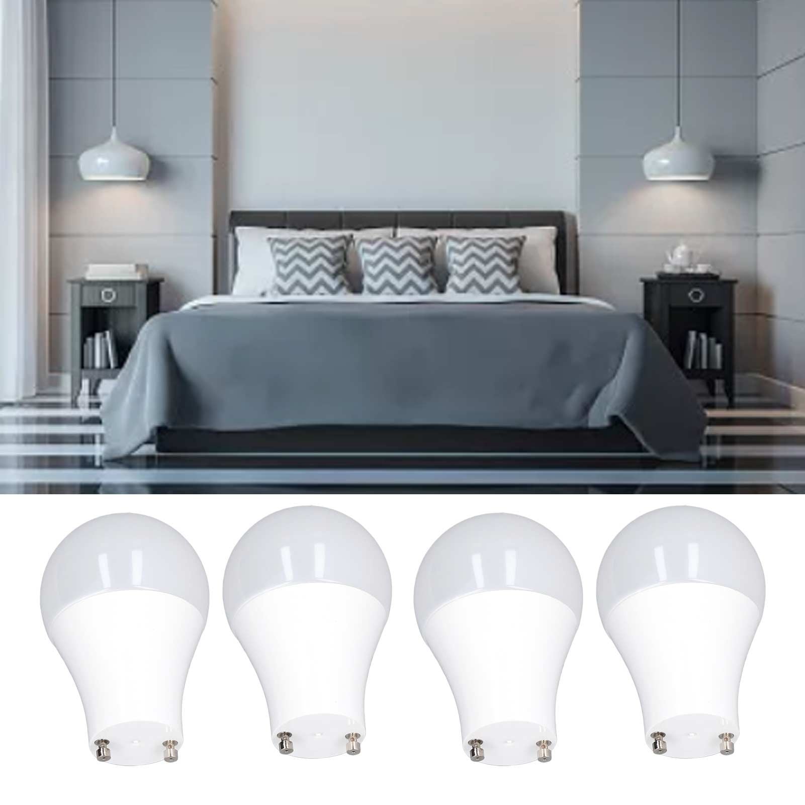 4PCS GU24 Light Bulb High Brightness Energy Saving LED A19 Light Bulb for Bedroom Office 120V5W Cold White 5000K