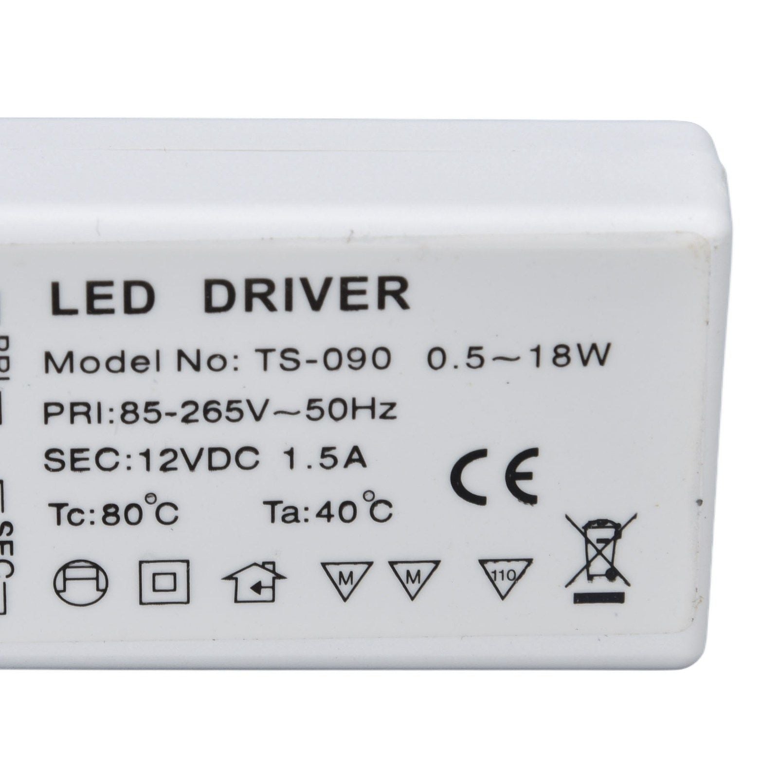 LED Transformer 18W 12VDC 1.5A Constant Current LED Driver for Cabinet Light DIY Lamp AC 85‑265V