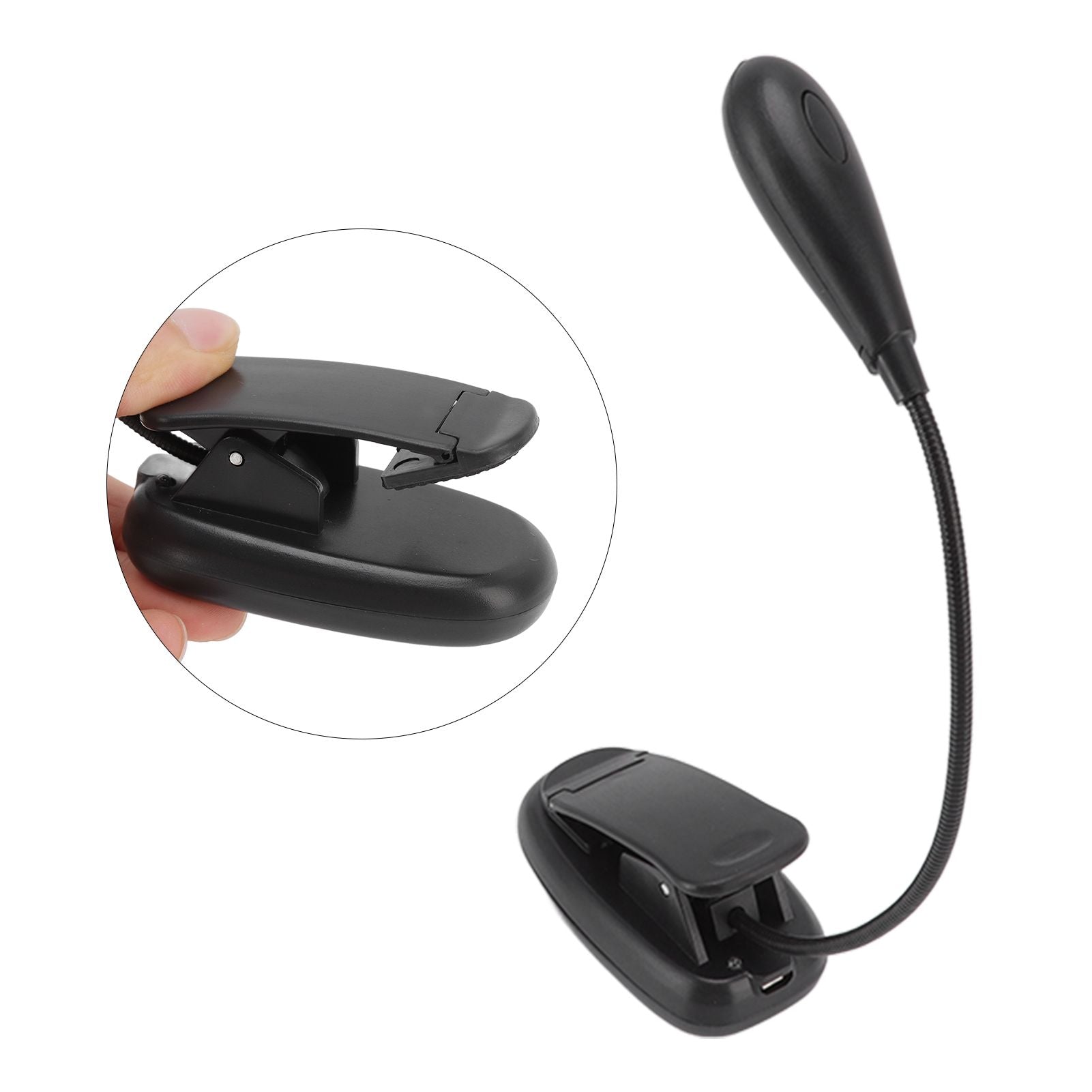 Clip On Light Black 9 Level 7 Lamps Foldable Flexible Gooseneck USB Rechargeable LED Clip Table Reading Lamp