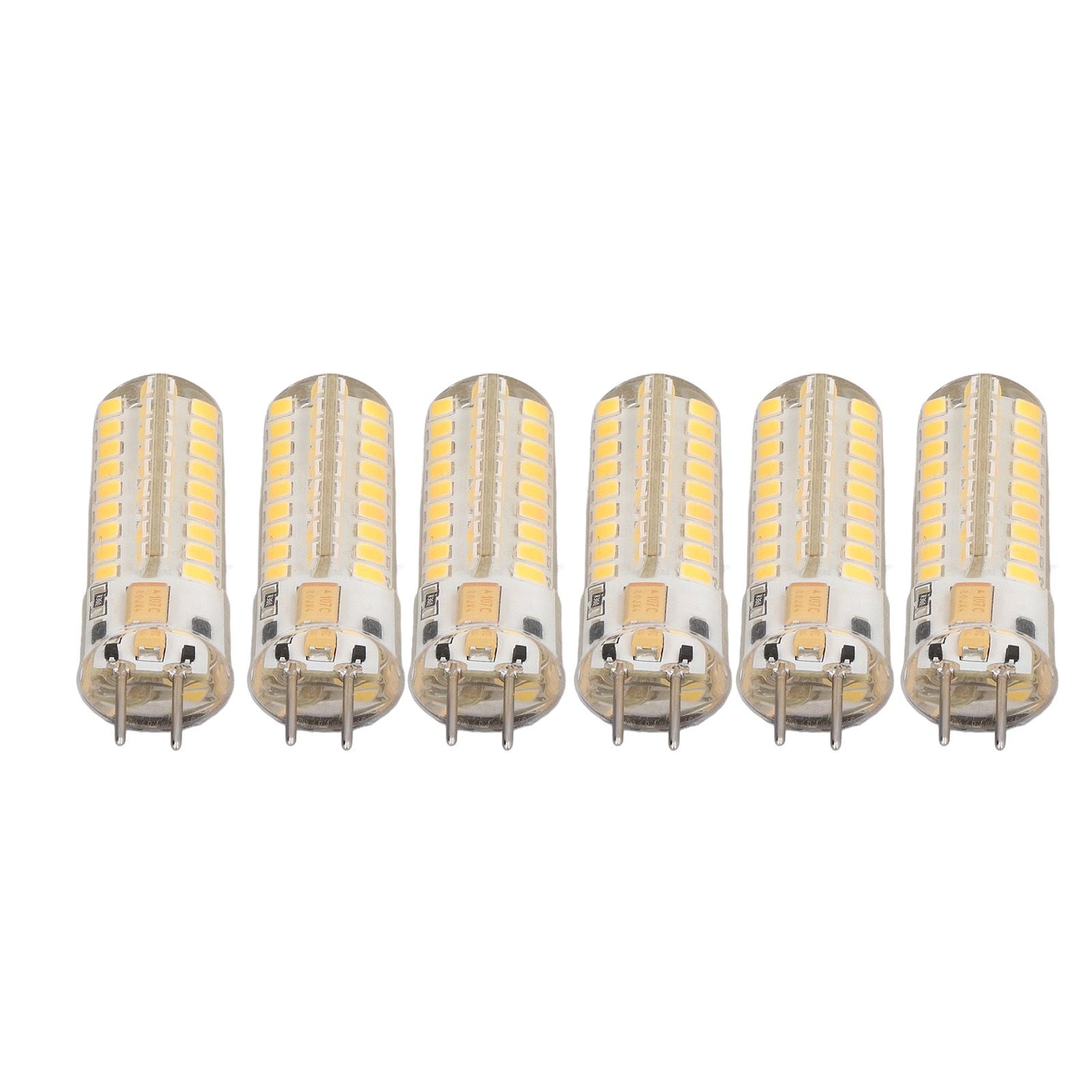 6Pcs GY6.35 LED Bulb 7W AC DC12V 700lm 72 LEDs 360 Degree LED Corn Light Bulb for Pendant Lamps Ceiling Lamps Warm Light(2700K-3000K)