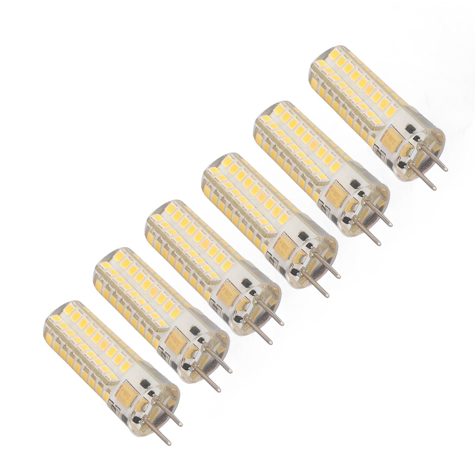 6Pcs GY6.35 LED Bulb 7W AC DC12V 700lm 72 LEDs 360 Degree LED Corn Light Bulb for Pendant Lamps Ceiling Lamps Warm Light(2700K-3000K)