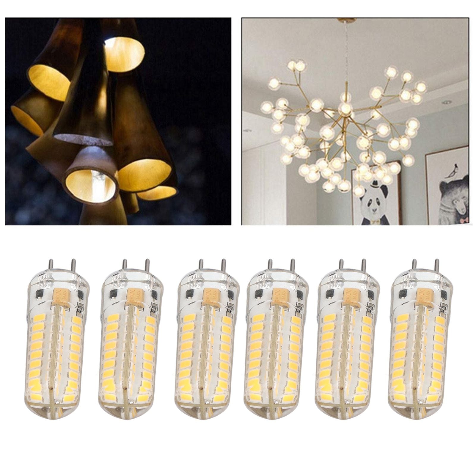 6Pcs GY6.35 LED Bulb 7W AC DC12V 700lm 72 LEDs 360 Degree LED Corn Light Bulb for Pendant Lamps Ceiling Lamps Warm Light(2700K-3000K)