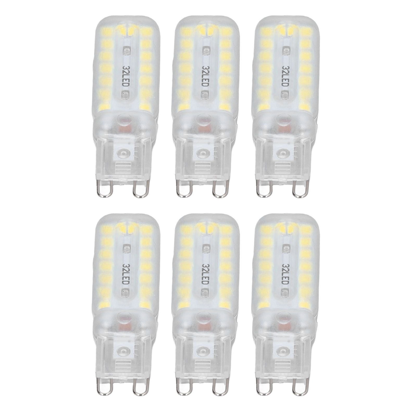 6pcs G9 LED Bulbs 7W Dimmable 360° Illumination Replacement Light Bulb for Wall Desk Cabinet Lamp Natural White 110-140V