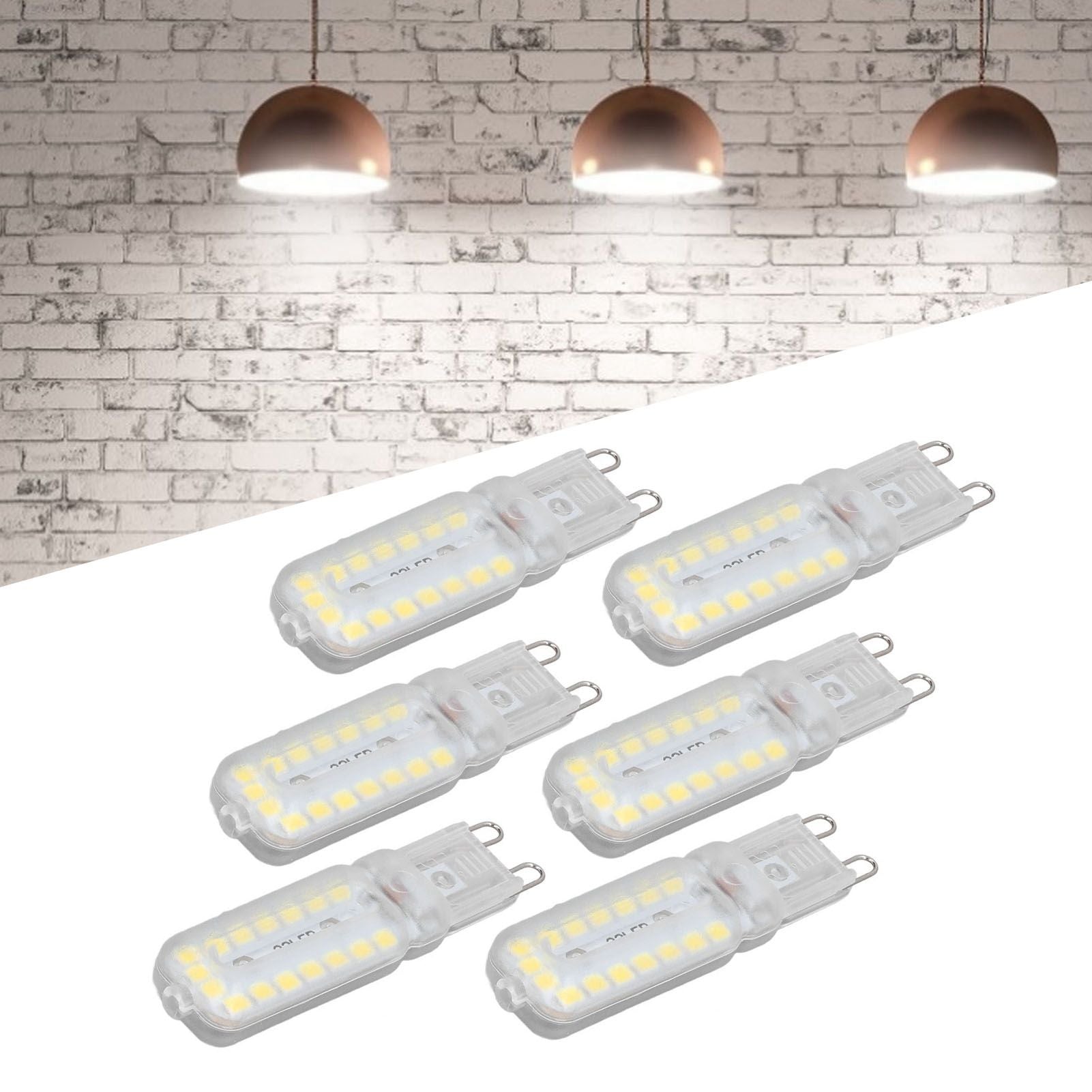6pcs G9 LED Bulbs 7W Dimmable 360° Illumination Replacement Light Bulb for Wall Desk Cabinet Lamp Natural White 220-240V