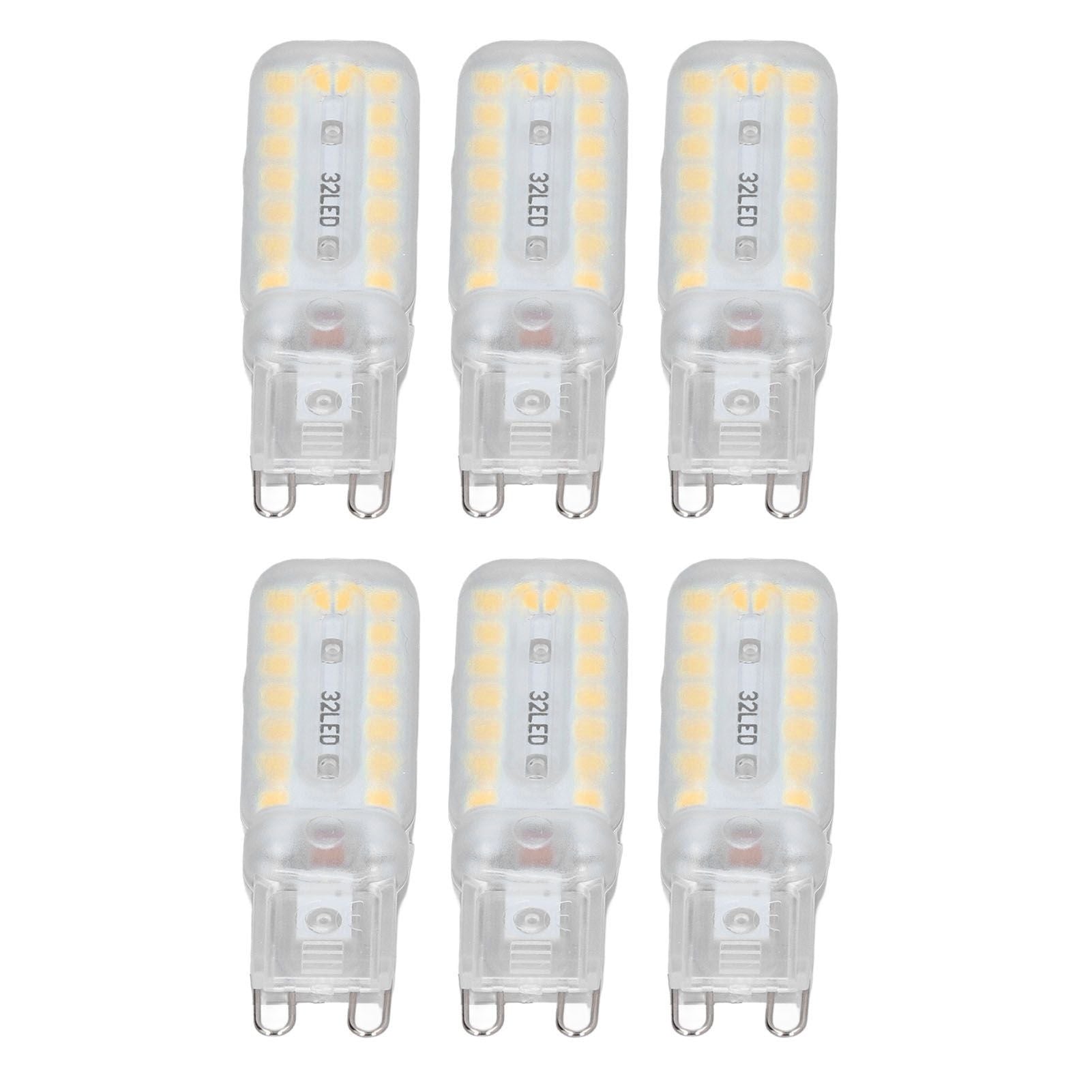 6pcs G9 LED Bulbs 7W Dimmable 360° Illumination Replacement Light Bulb for Wall Desk Cabinet Lamp Warm White 110-140V