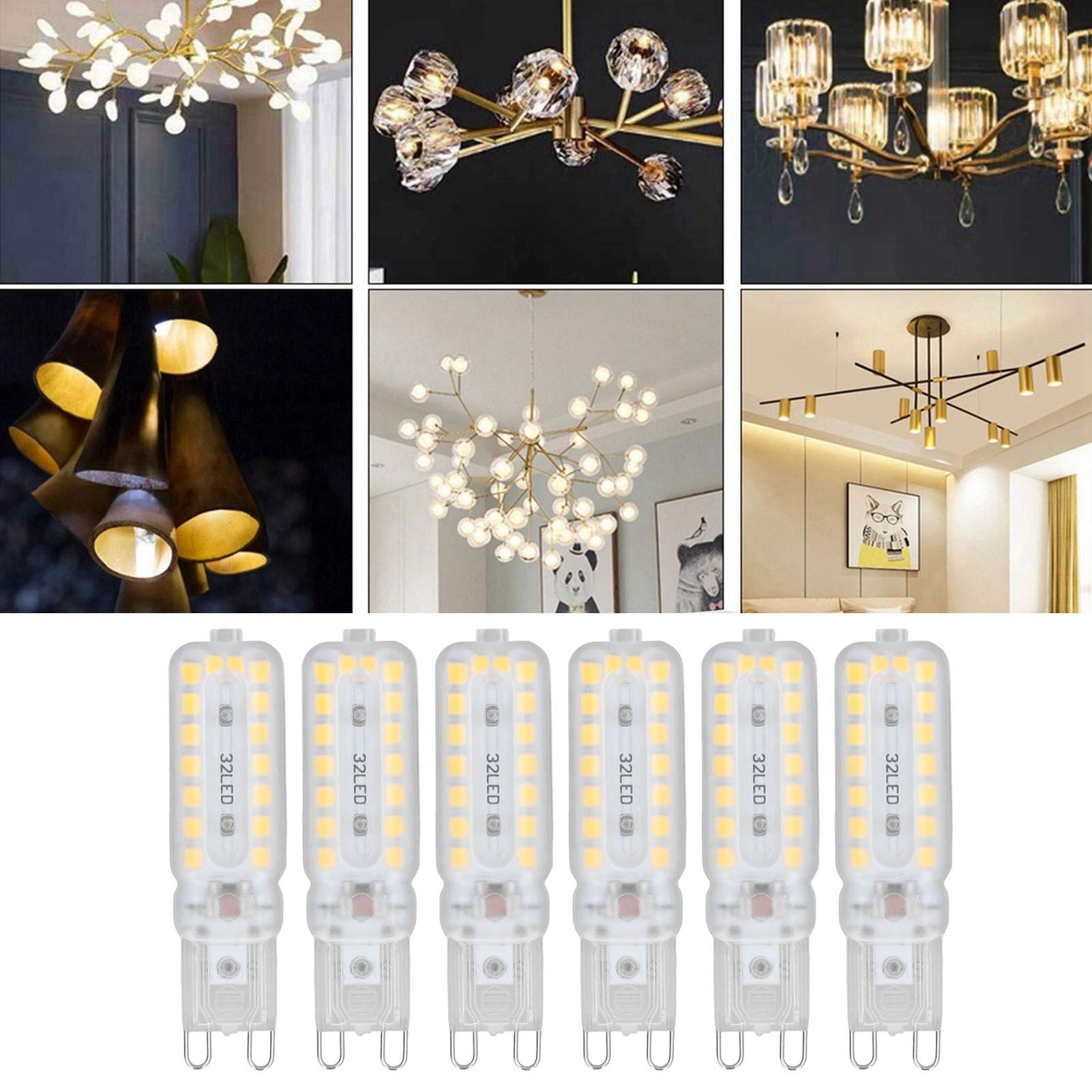 6pcs G9 LED Bulbs 7W Dimmable 360° Illumination Replacement Light Bulb for Wall Desk Cabinet Lamp Warm White 110-140V