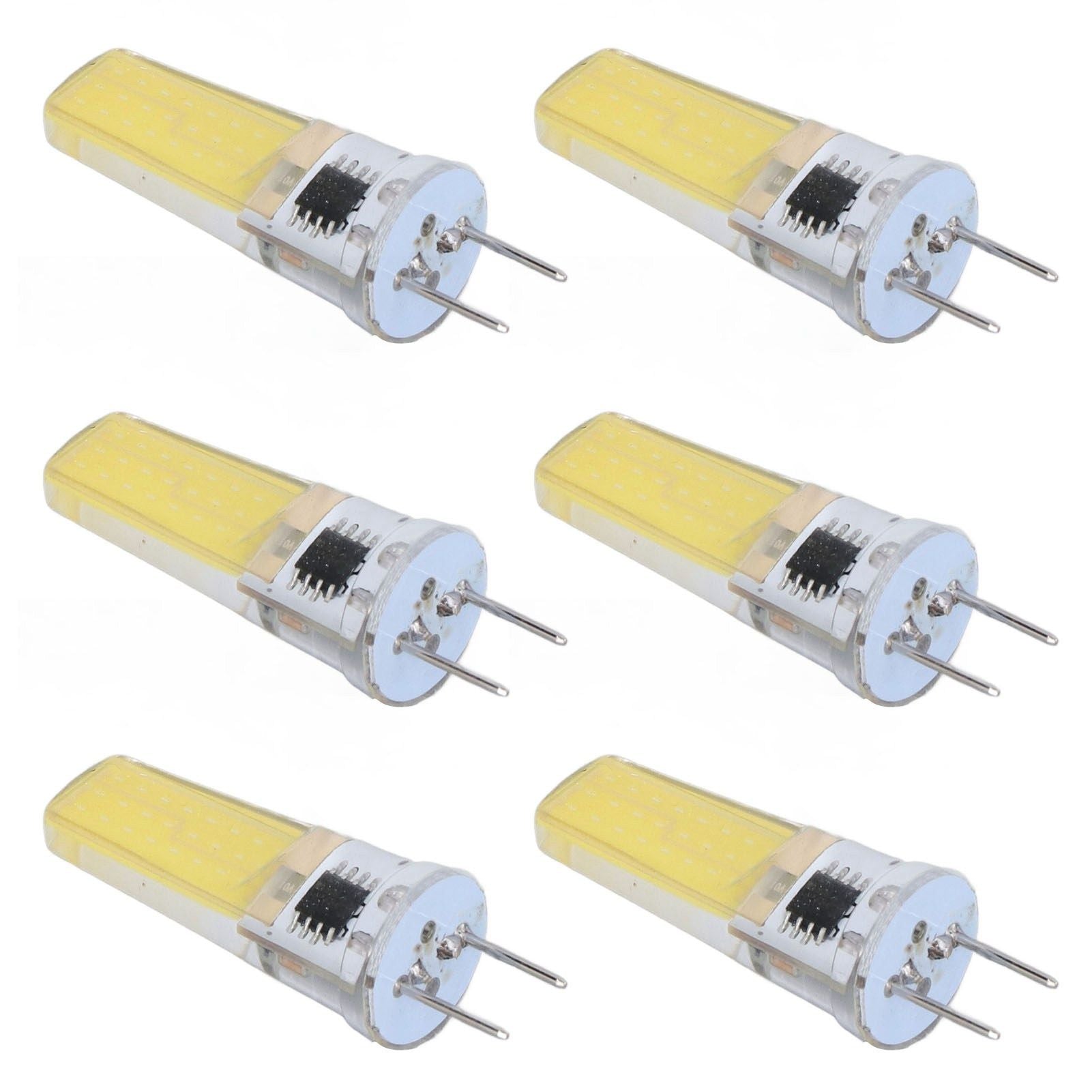 6Pcs G8 LED Bulb 5W Dimmable 2508 COB Energy Saving Easy Installation 360 Degrees 50000 Hours Stable 5W Bulbs 100‑120V Cold White