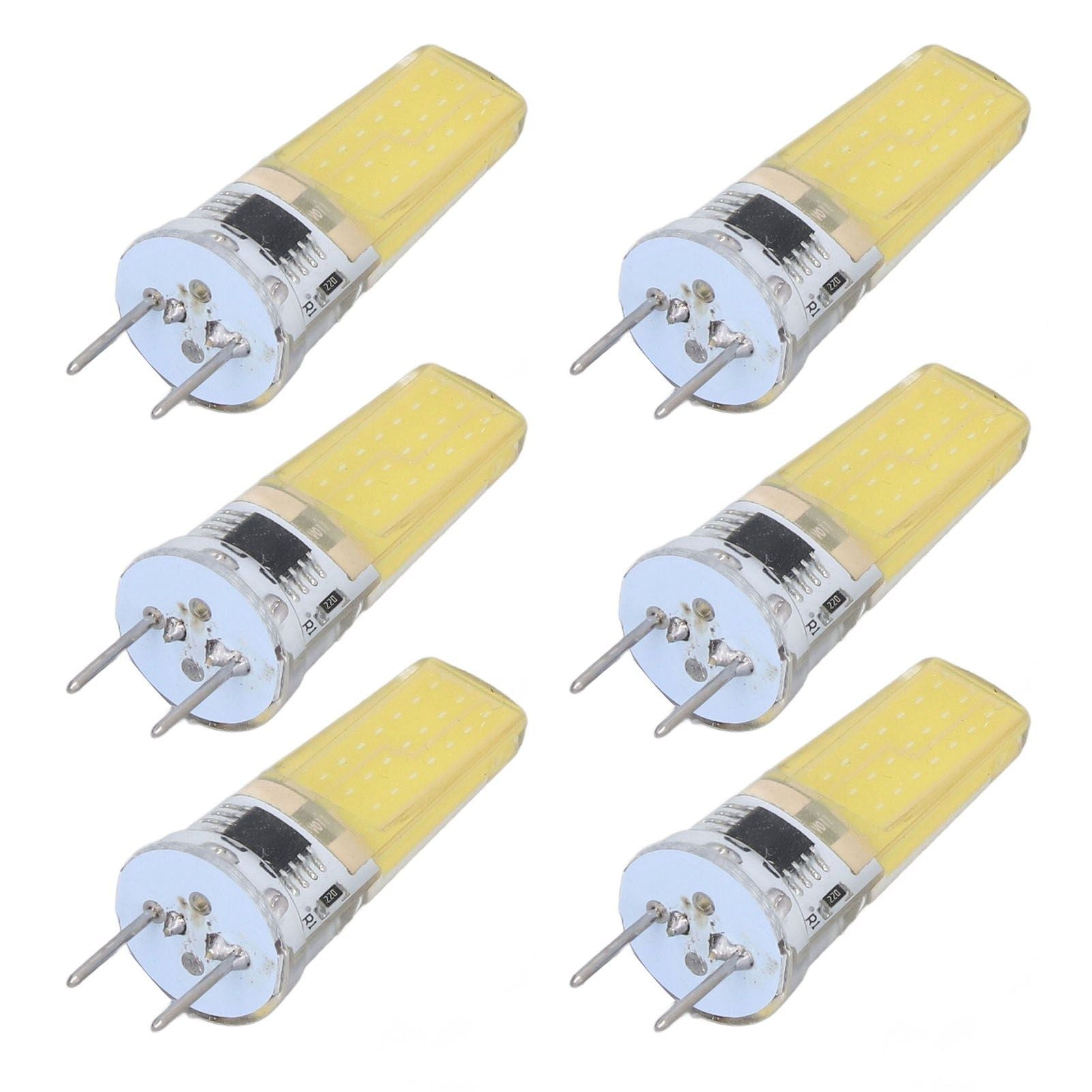 6Pcs G8 LED Bulb 5W Dimmable 2508 COB Energy Saving Easy Installation 360 Degrees 50000 Hours Stable 5W Bulbs 100‑120V Cold White