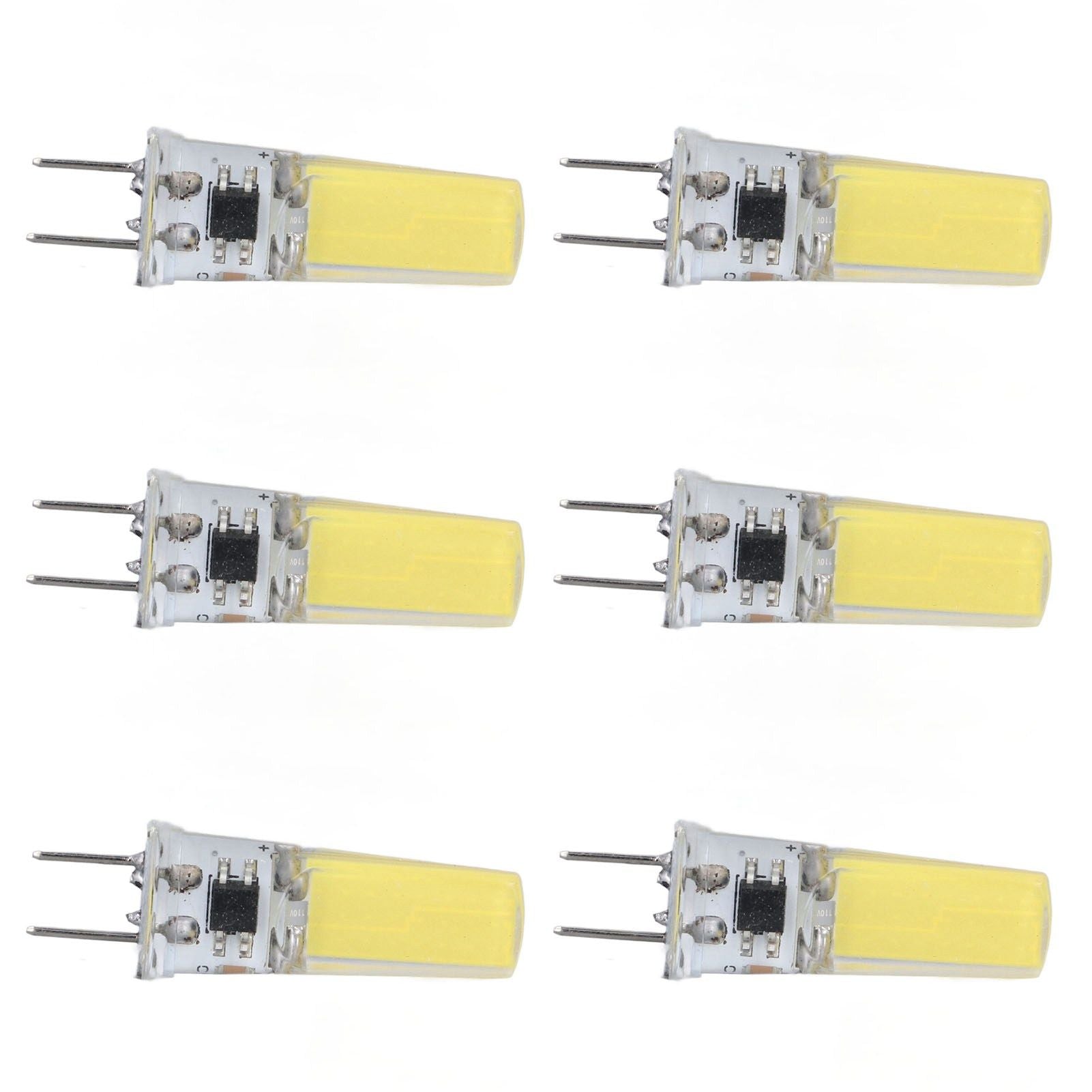 6Pcs G8 LED Bulb 5W Dimmable 2508 COB Energy Saving Easy Installation 360 Degrees 50000 Hours Stable 5W Bulbs 100‑120V Cold White