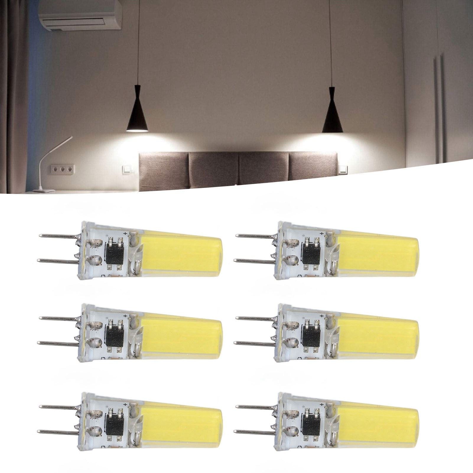 6Pcs G8 LED Bulb 5W Dimmable 2508 COB Energy Saving Easy Installation 360 Degrees 50000 Hours Stable 5W Bulbs 100‑120V Cold White