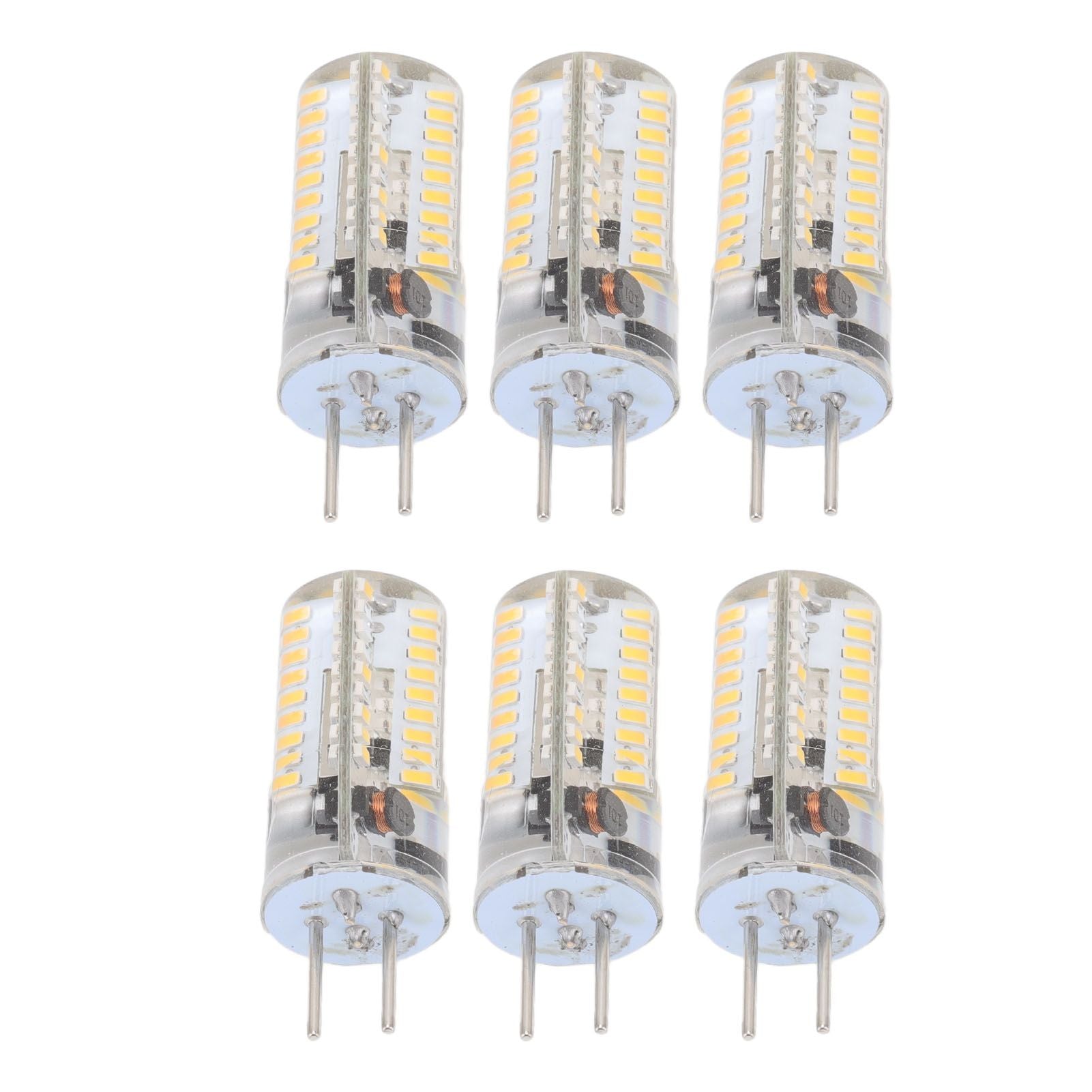 6Pcs GY6.35 LED Bulbs 5W AC 12V Warm White 2700 to 3000K White 6000 to 6500K 500LM 72LED Light Bulbs for Home Office Warm White