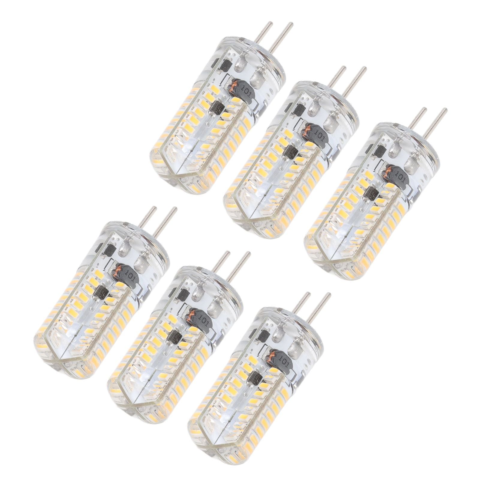 6Pcs GY6.35 LED Bulbs 5W AC 12V Warm White 2700 to 3000K White 6000 to 6500K 500LM 72LED Light Bulbs for Home Office Warm White