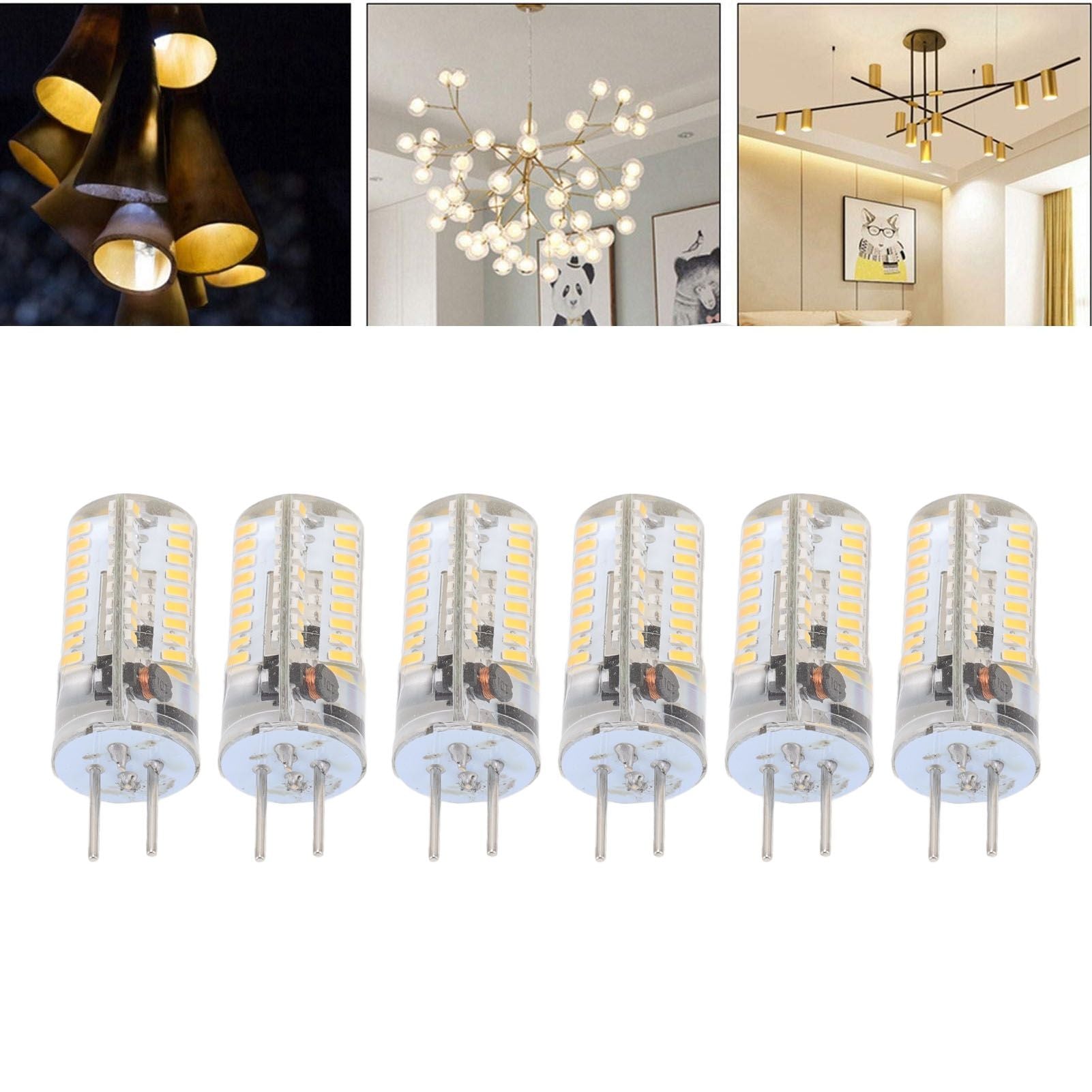 6Pcs GY6.35 LED Bulbs 5W AC 12V Warm White 2700 to 3000K White 6000 to 6500K 500LM 72LED Light Bulbs for Home Office Warm White