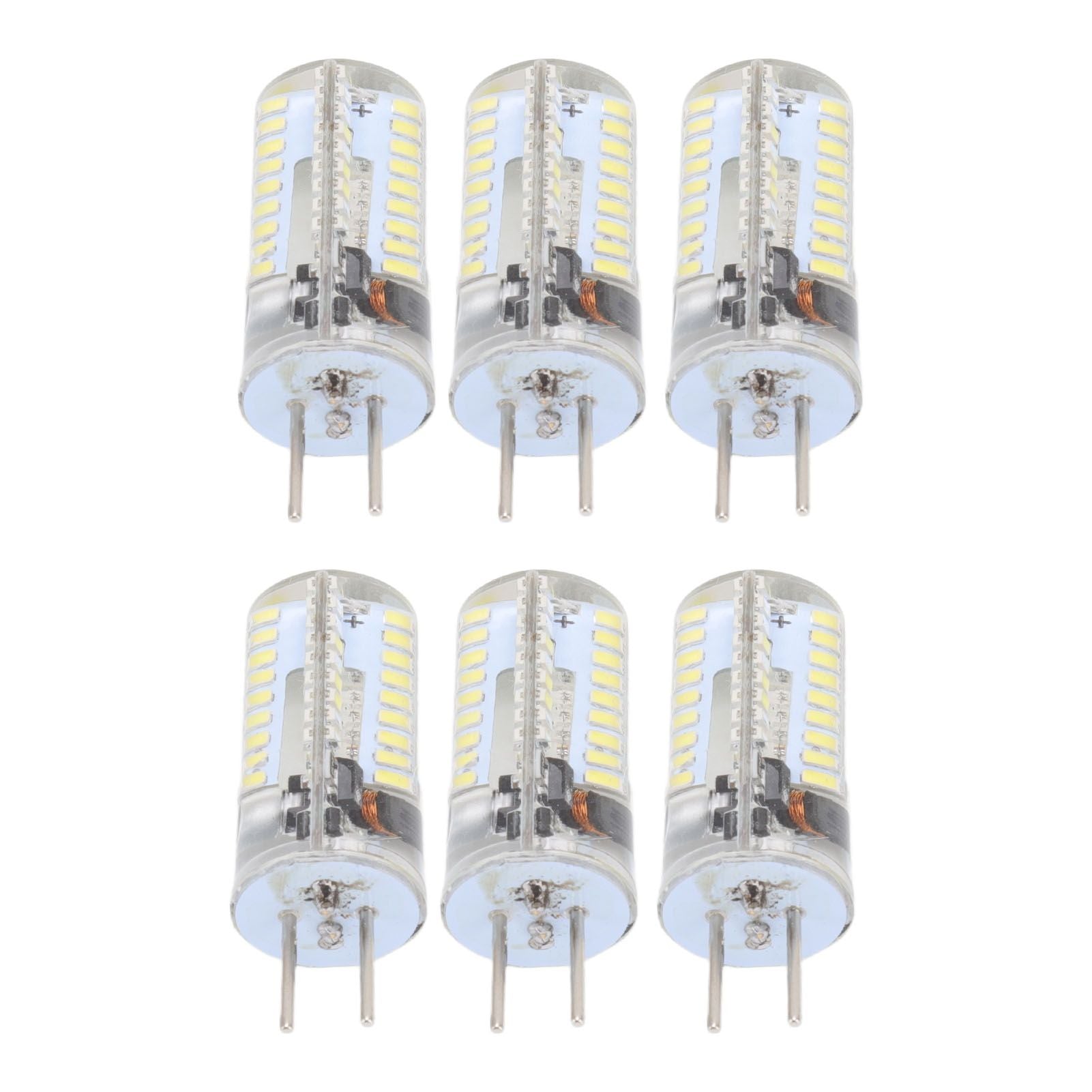 6Pcs GY6.35 LED Bulbs 5W AC 12V Warm White 2700 to 3000K White 6000 to 6500K 500LM 72LED Light Bulbs for Home Office Pure White
