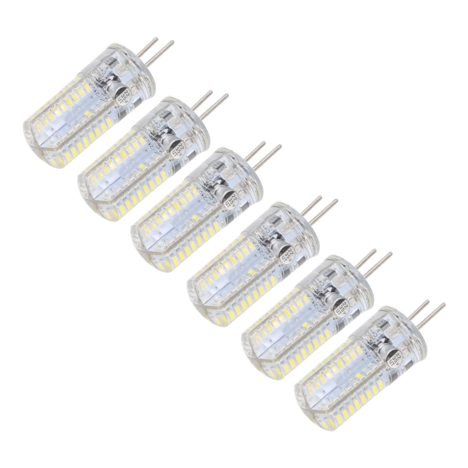 6Pcs GY6.35 LED Bulbs 5W AC 12V Warm White 2700 to 3000K White 6000 to 6500K 500LM 72LED Light Bulbs for Home Office Pure White