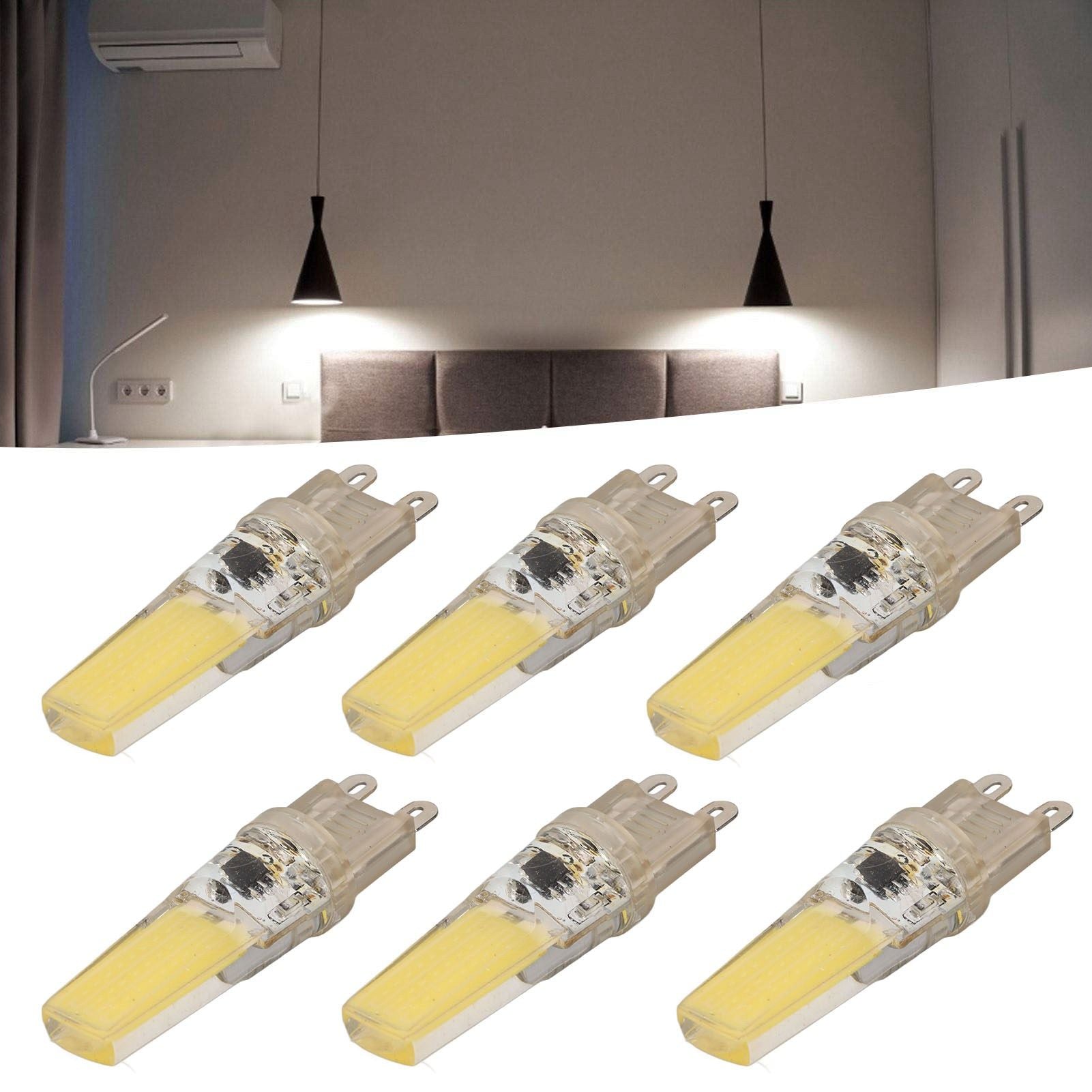 6pcs G9 LED Light Bulb COB Dimmable Professional G9 LED Bulb Replacement for Wall Lamps Table Lamps 220V White Light