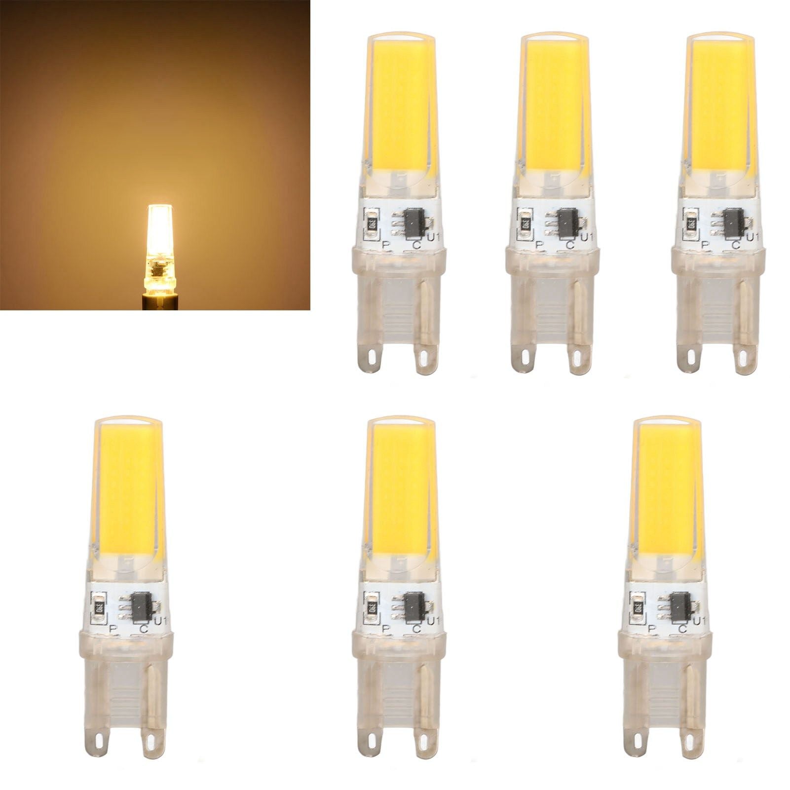 6pcs G9 LED Light Bulb COB Dimmable Professional G9 LED Bulb Replacement for Wall Lamps Table Lamps 220V Warm Light