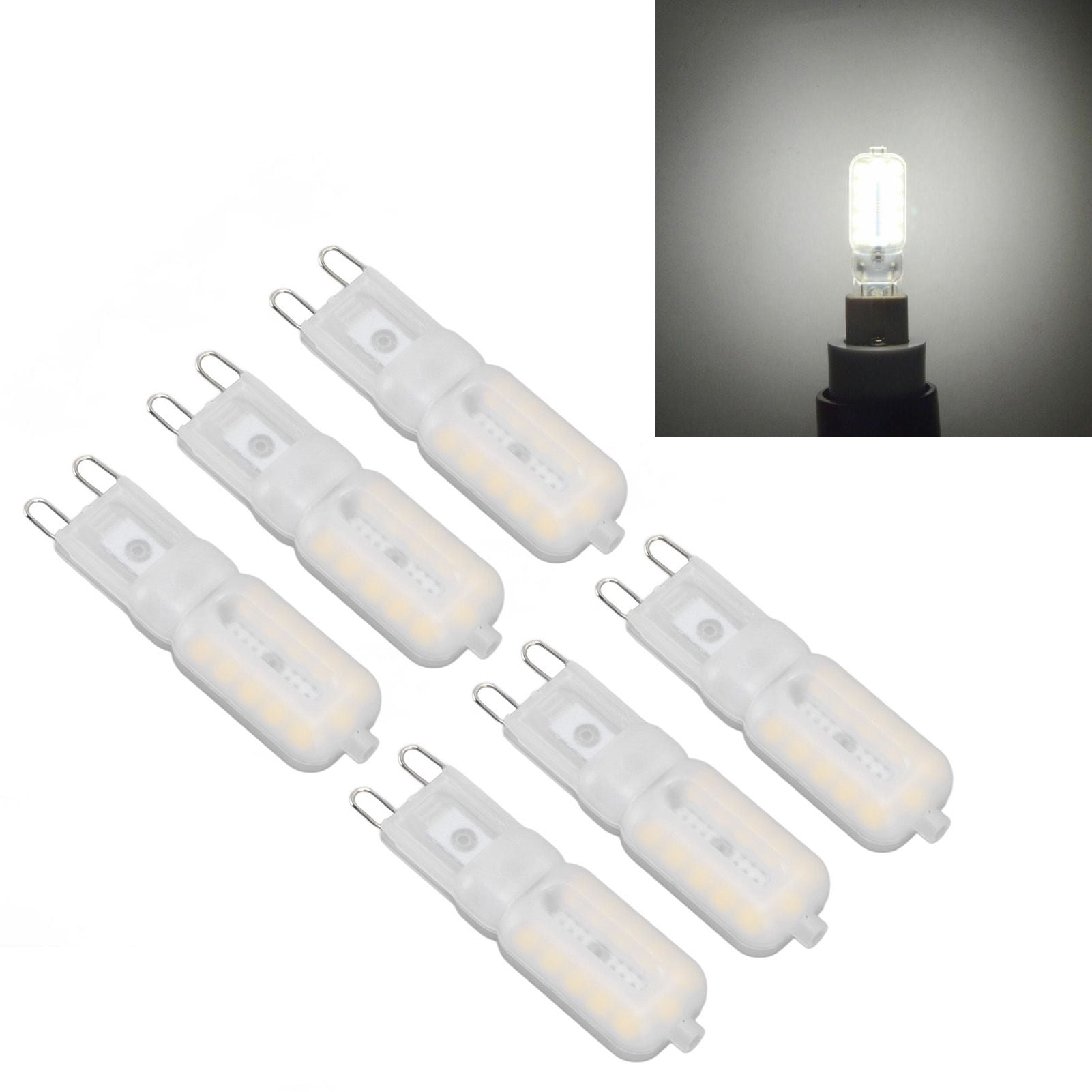 G9 Light Bulb Dimmable Eye Protection Energy Saving 5W 22 LED Small Bulbs for Ceiling Lamp Desk Lamp 6pcs Natural Light 220V