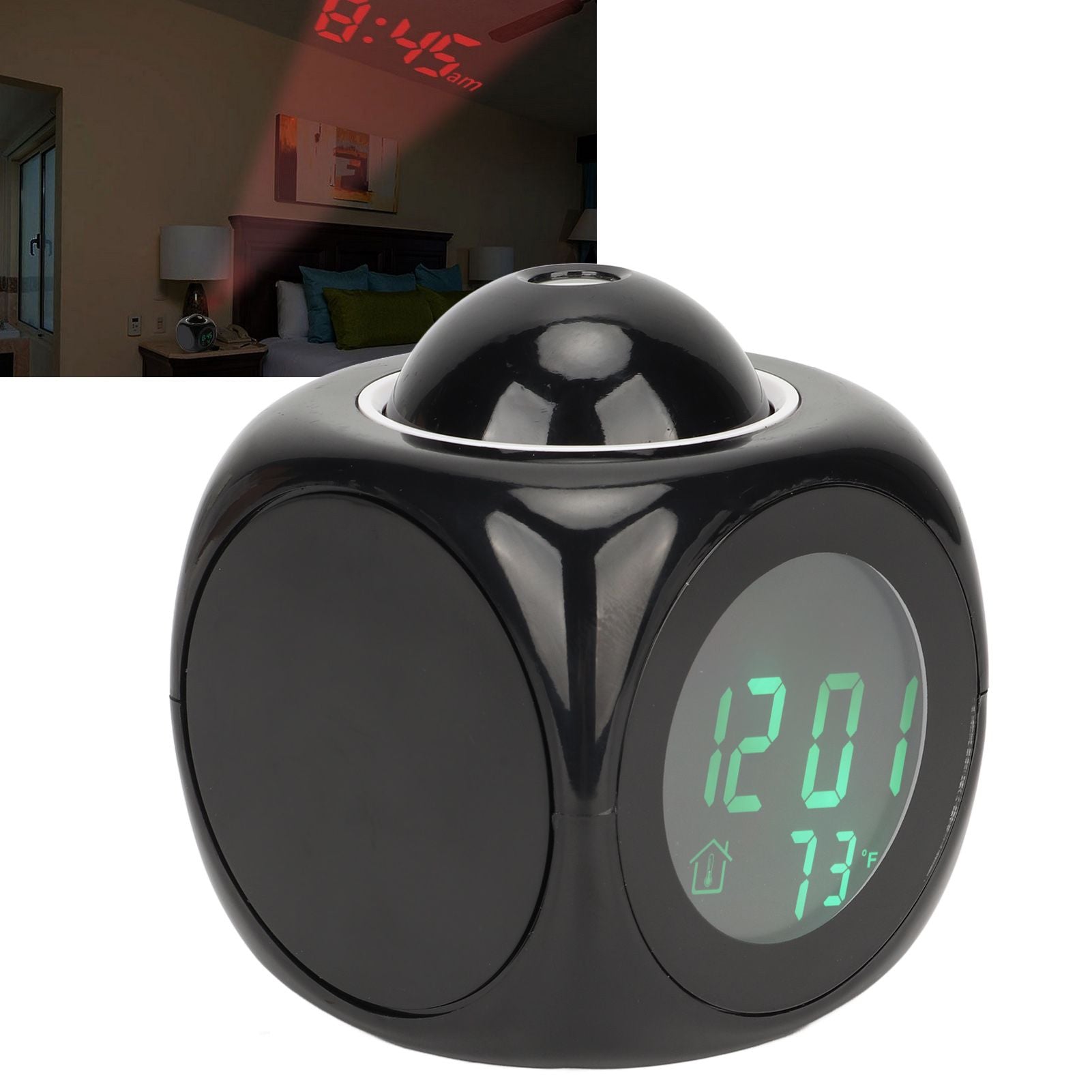 Projection Clock LED Display Projection Alarm Clock Mini Voice Timing Digital Clock Projector With USB Cable Black