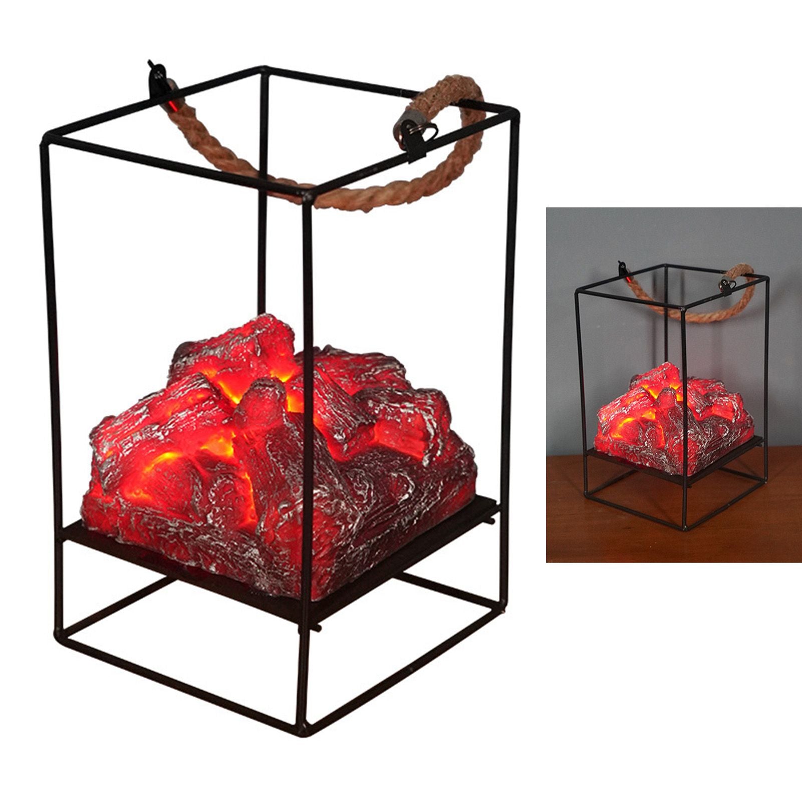 Bonfire Lamp Flameless LED Light Fake Fireplace Lamp Iron Home Decoration for Room Type B 470g / 16.58oz 20x13x13cm / 7.87x5.12x5.12in