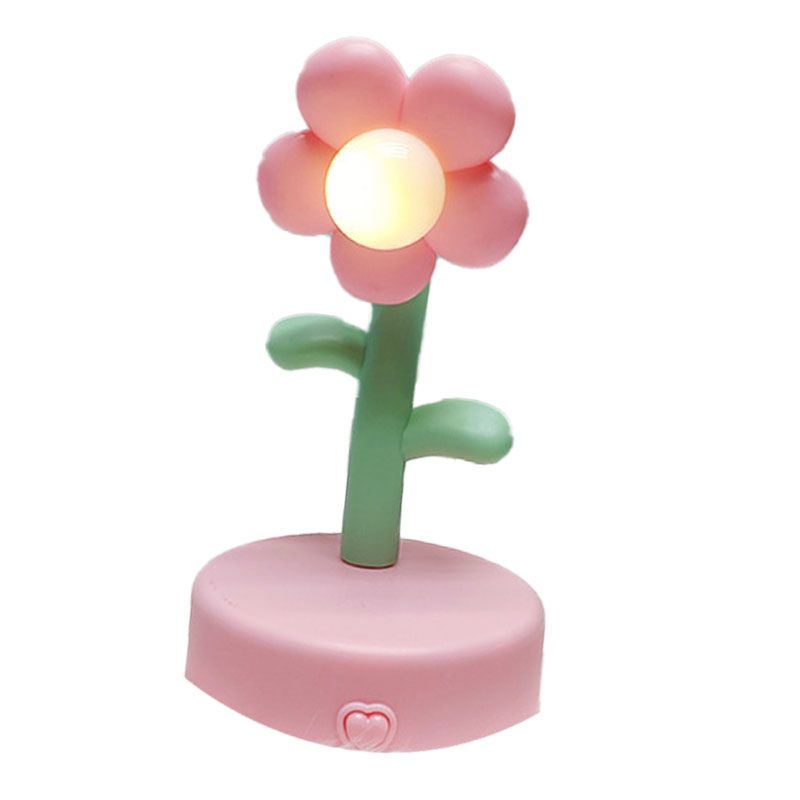 Table Lamp Cute Flower Night Light Portable Desk Lamp Decorative for Office Dorm Decor Pink