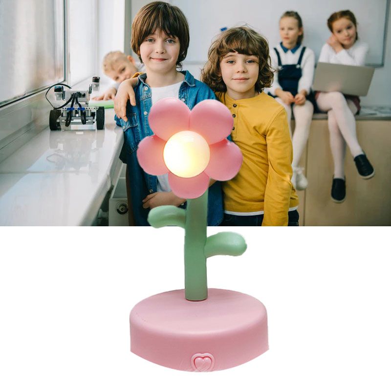 Table Lamp Cute Flower Night Light Portable Desk Lamp Decorative for Office Dorm Decor Pink