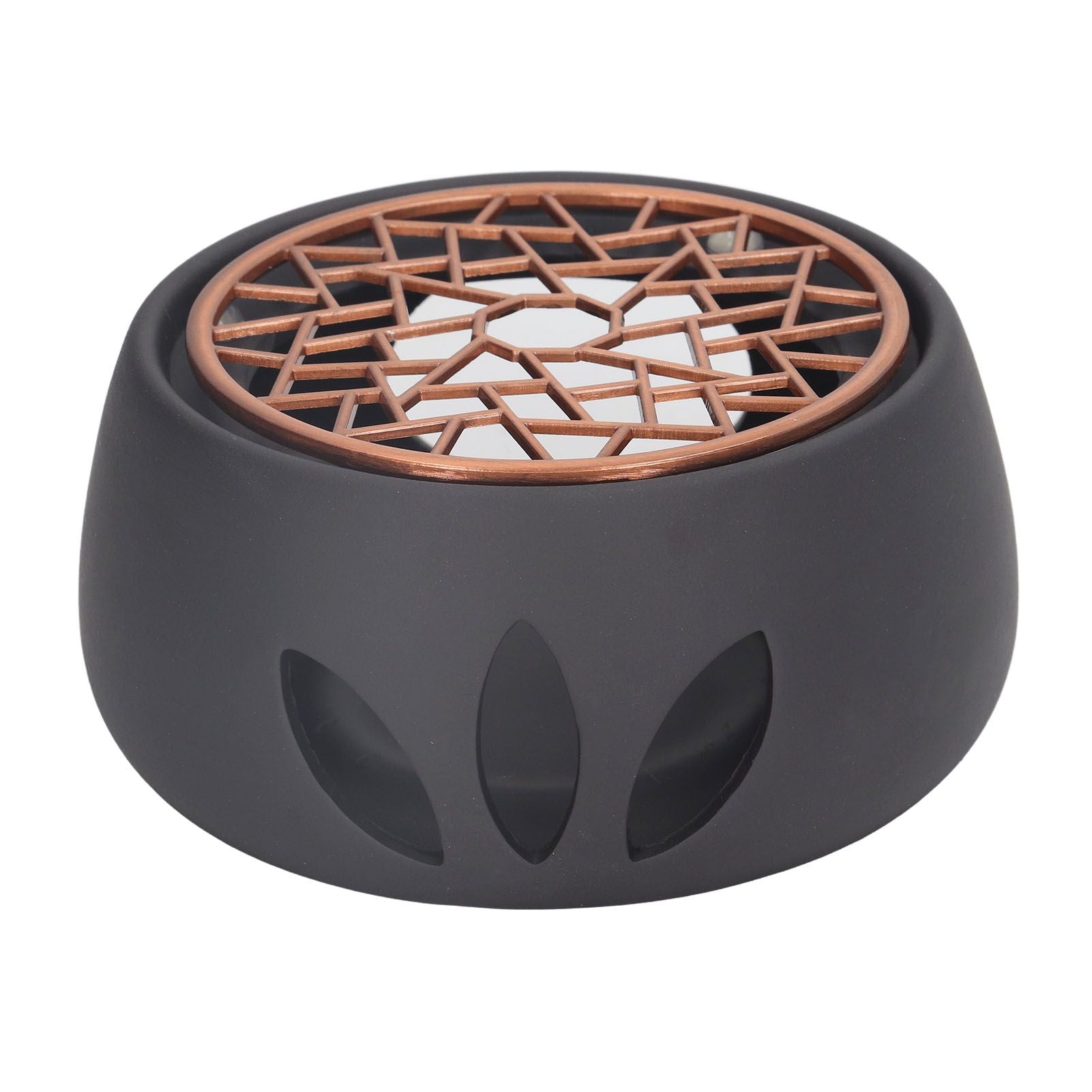 Teapot Warmer Base Ceramic Candle Heater Tea Coffee Milk Light Warmer with Purple Iron Pad for Home Black A Pad