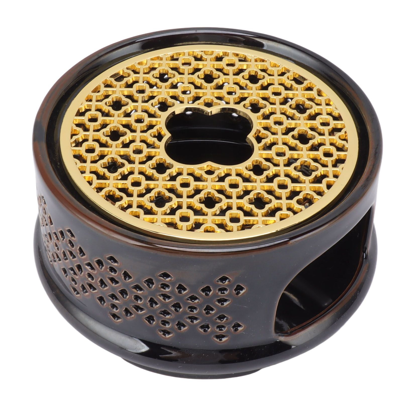 Teapot Warmer Tea Coffee Warmer Base Ceramic Heater with Spoon Lid and Candle Holder Brown