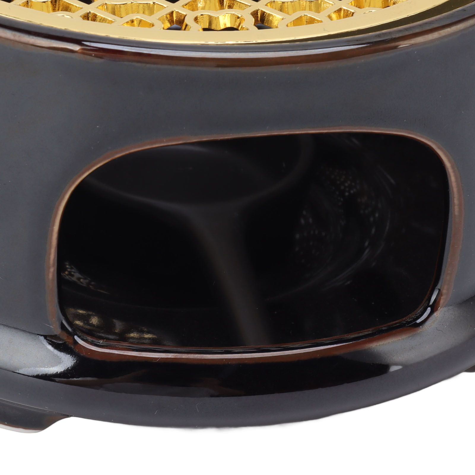 Teapot Warmer Tea Coffee Warmer Base Ceramic Heater with Spoon Lid and Candle Holder Brown