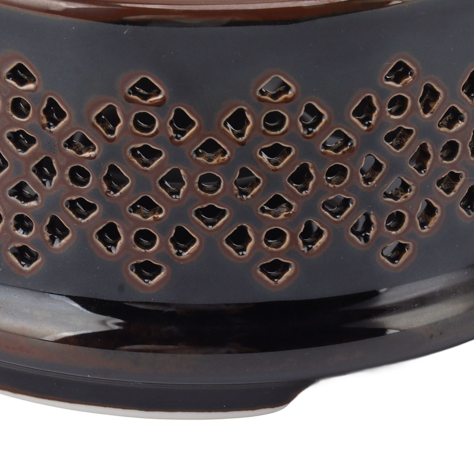 Teapot Warmer Tea Coffee Warmer Base Ceramic Heater with Spoon Lid and Candle Holder Brown